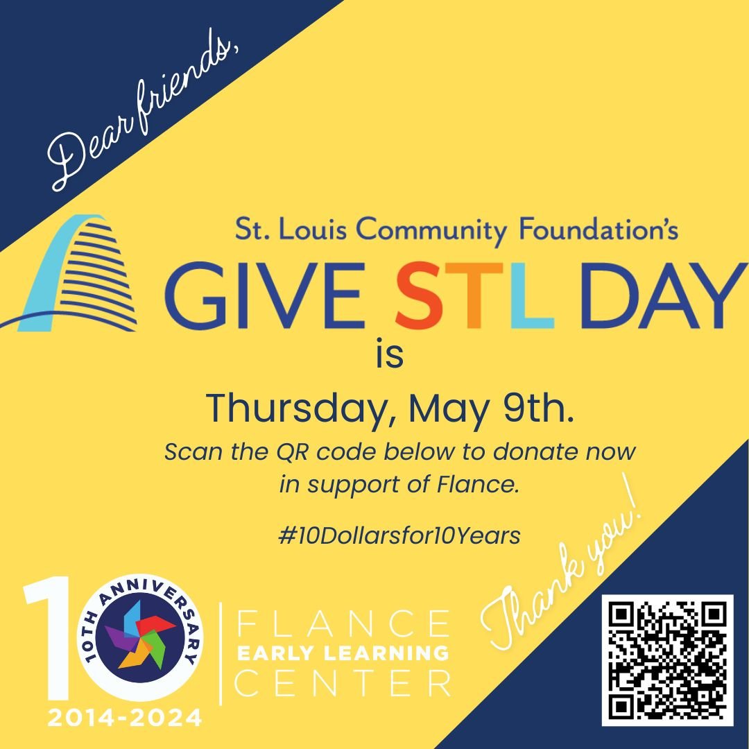 10 Dollars for 10 Years?

How much is a decade of quality childcare, preschool and supportive services in North St. Louis worth to you?

We&rsquo;re asking all of our supporters to consider that question for Give STL Day on May 9th. Early giving has 