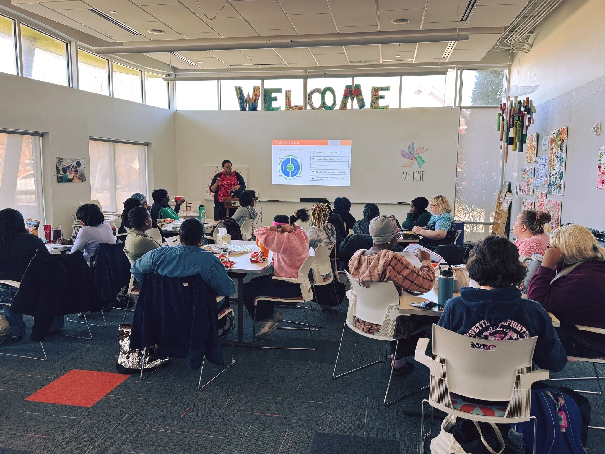 It's grown-up school time! Thank you, parents, for picking up early today. It allows our hardworking educators to have time to learn about new activities and ways to best care for your littles without extending their already full workdays. We appreci