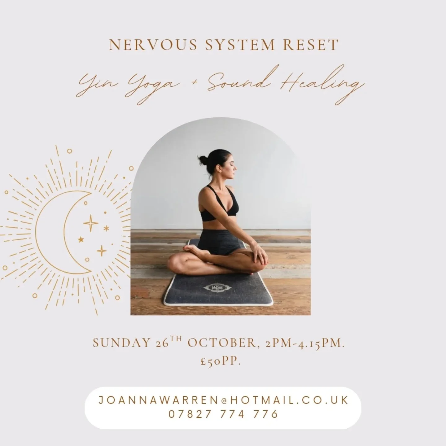 Join me for my 'Nervous System Reset' Yin yoga &amp; Sound Healing workshop @saintsgreen on Sunday 26th October, 2pm-4.15pm. 

Breathwork, Yin yoga, Crystal Bowl Sound Healing &amp; Raw Cacao to finish. 

Contact me to book ✨🤍