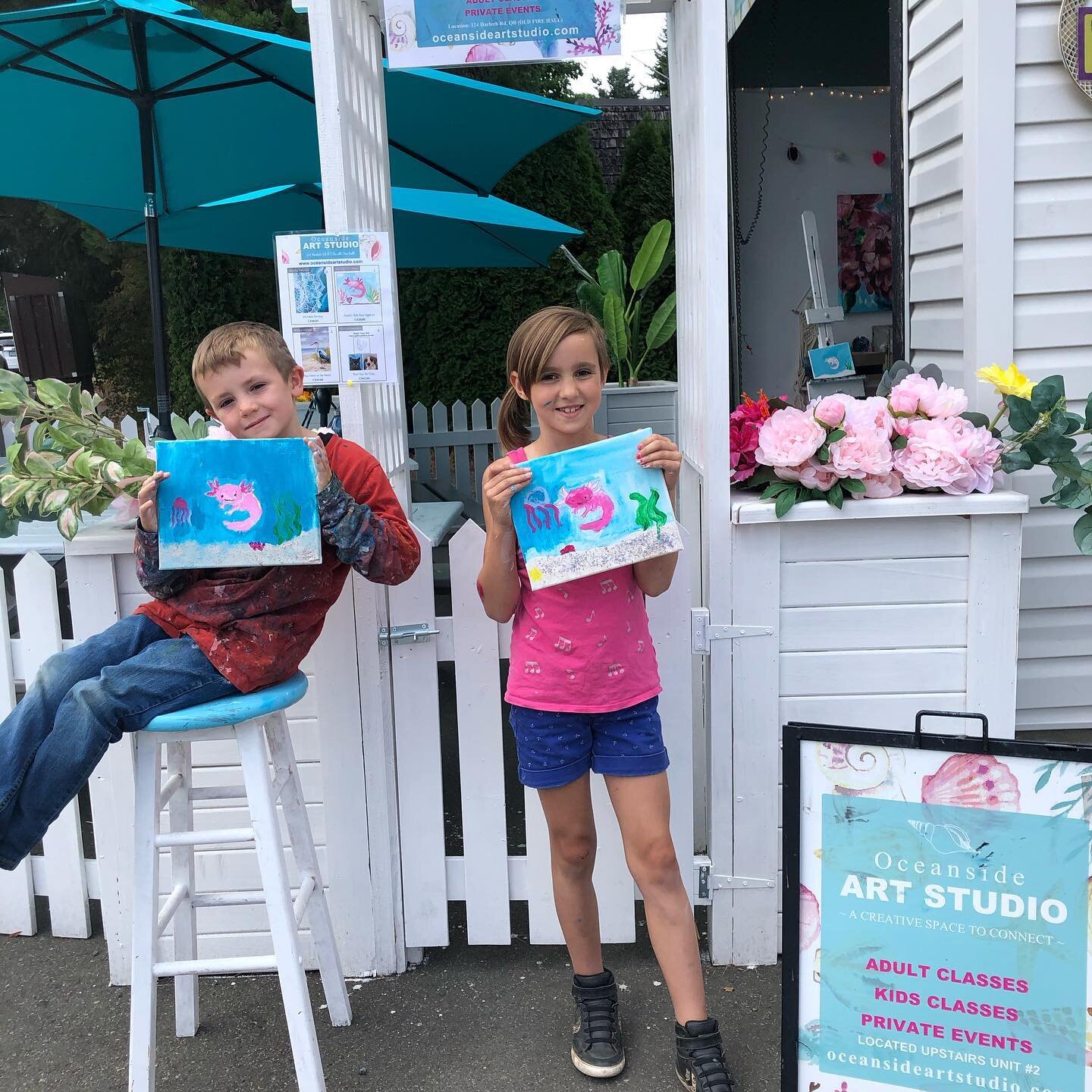 I love watching kids create! So fun to see these Axolotl paintings come to life. #kidsart #kidspainting #kidscreativity #axolotl #axolotlart