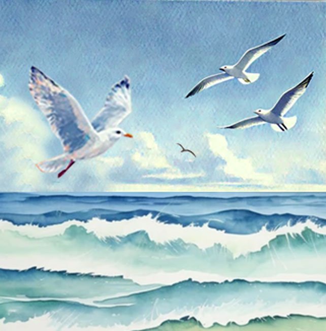 Seagulls by the Sea