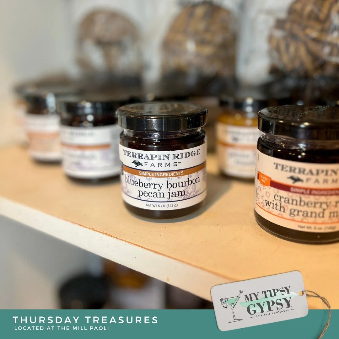 Thursday Treasures from My Tipsy Gypsy! 

Delicious blueberry bourbon pecan jam from Terrapin Ridge Farms 

#mytipsygypsy #visitpaoli #themillpaoli #visitpaoli #ThursdayTreasure