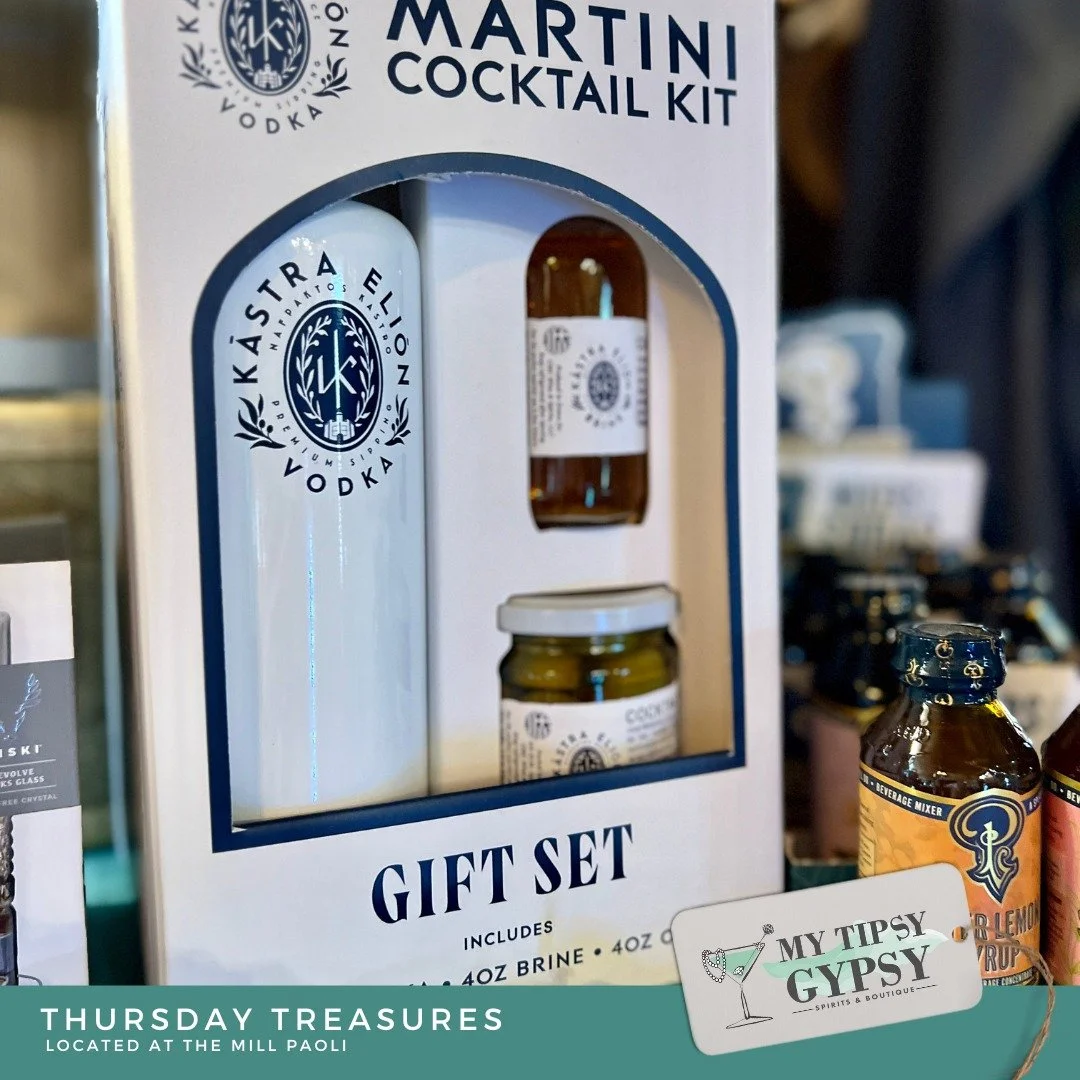 Thursday Treasures from My Tipsy Gypsy! 

Level up your hosting skills with a martini cocktail kit. 

#mytipgypsy #visitpaoli #themillpaoli #visitpaoli #ThursdayTreasure