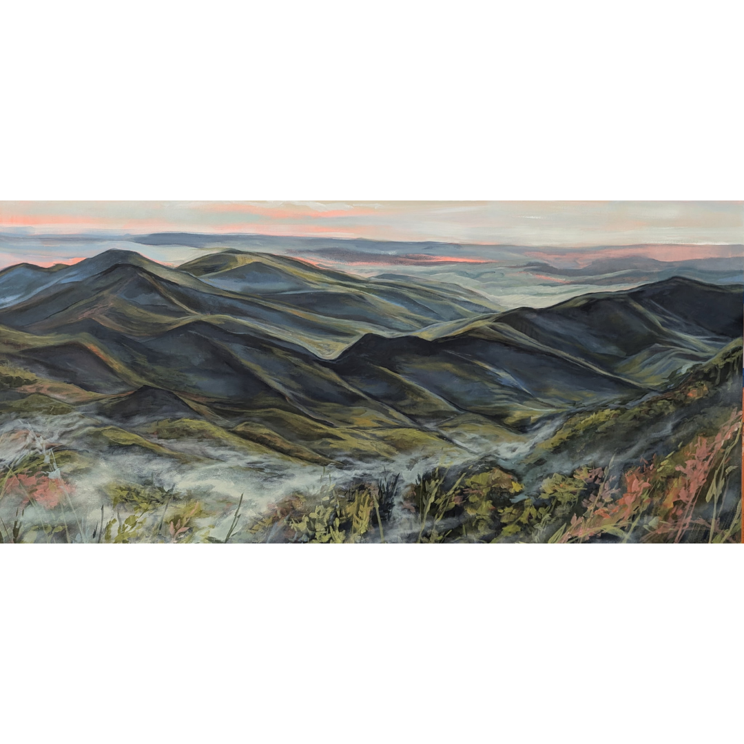 Pink Appalachia, Acrylic on canvas, 34 x 72 inches, $10,400