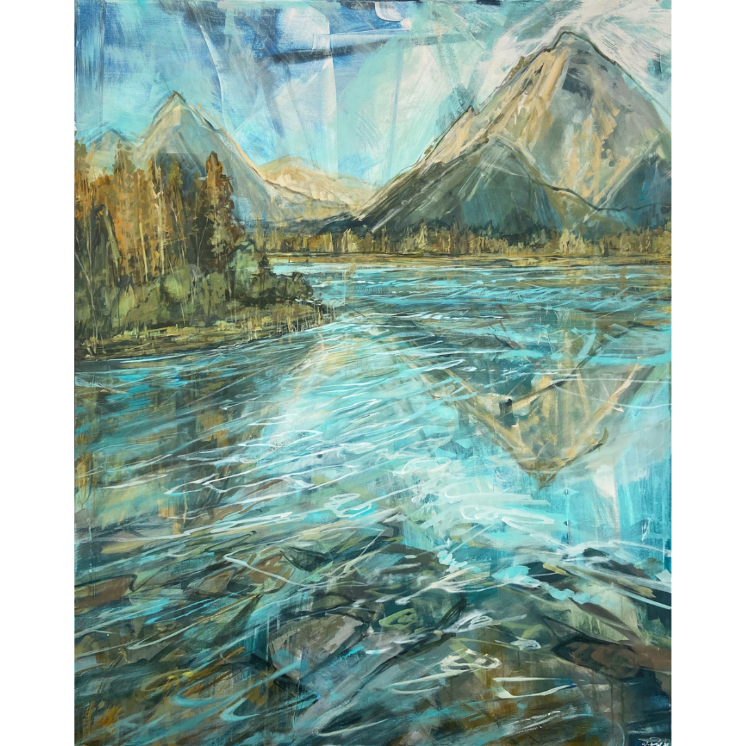 Mount Moran from Jackson Acrylic on canvas Lake 60 x 48"