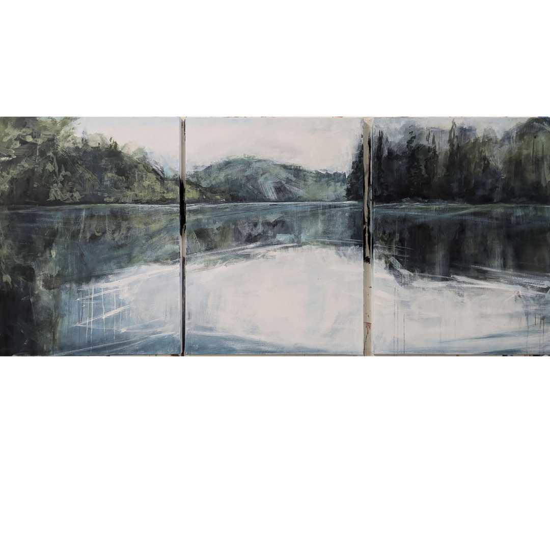 Spirit in the Lake, Acrylic on canvas, 30 x120 inches, $14,400