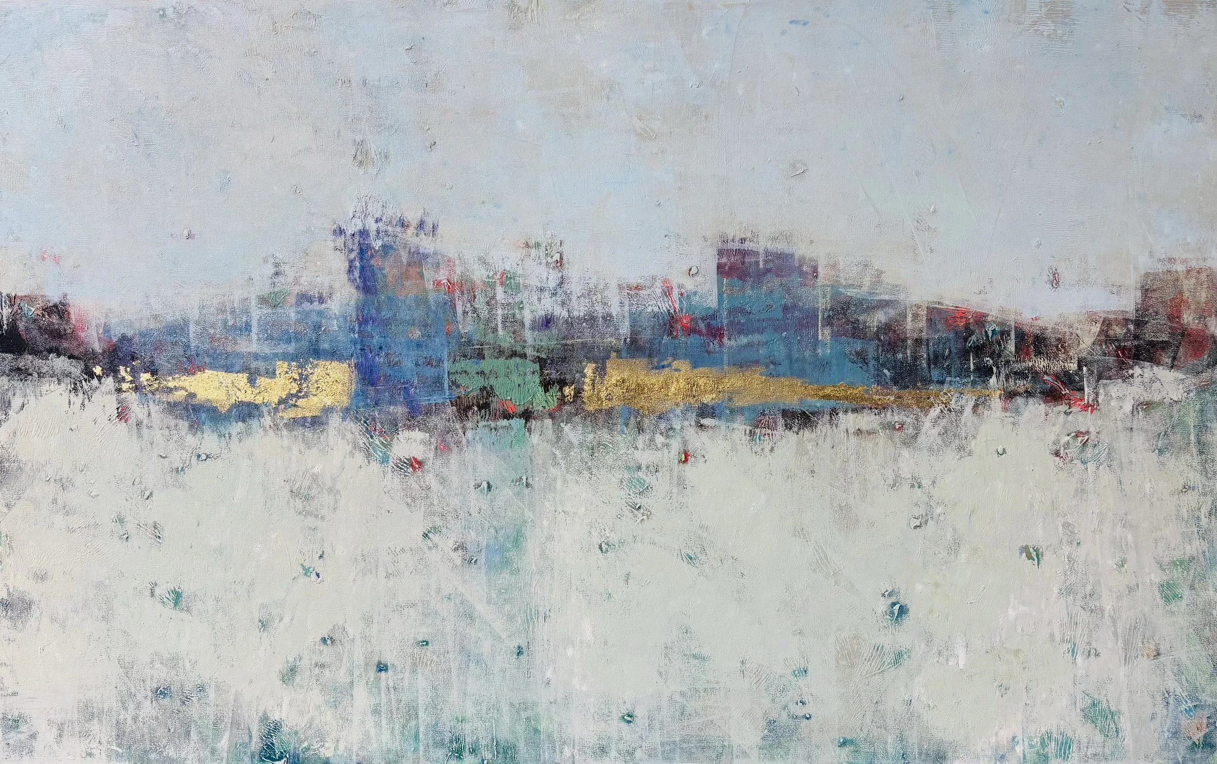 Alicia Armstrong Earth Remembers OIl and Gold Leaf on canvas,  30 x 48 inches

