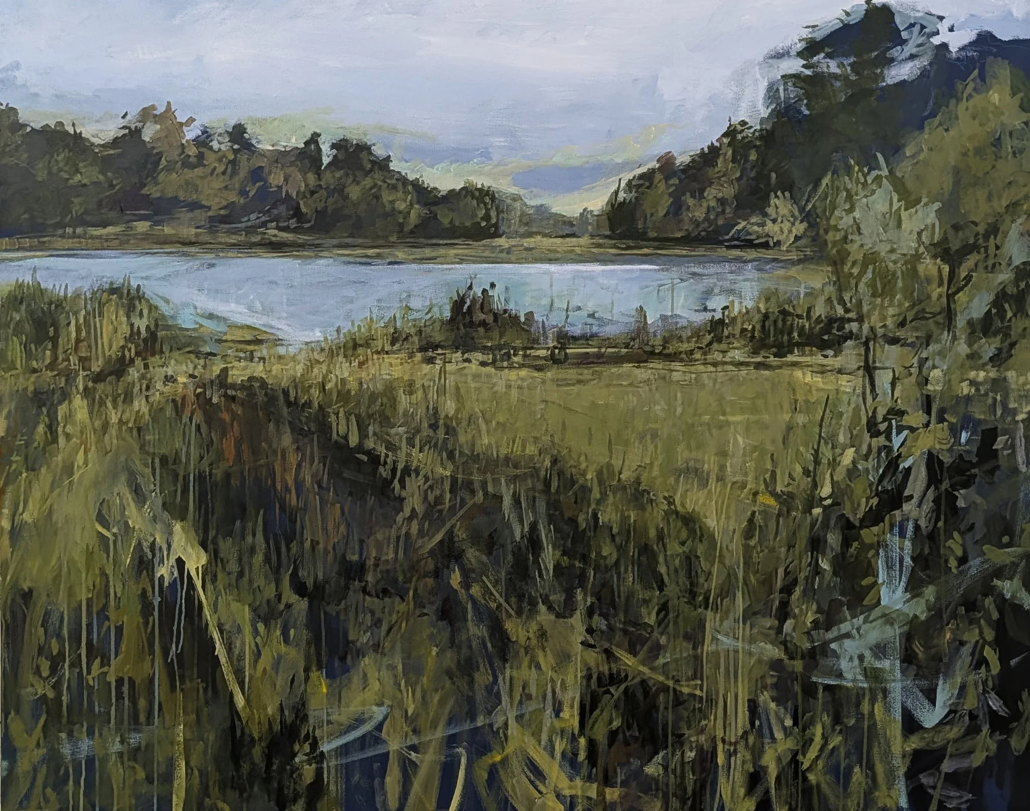 "Summer From the Other Side of the Lake"
by Jeremy Russell
Acrylic on canvas 
48 x 50 inches