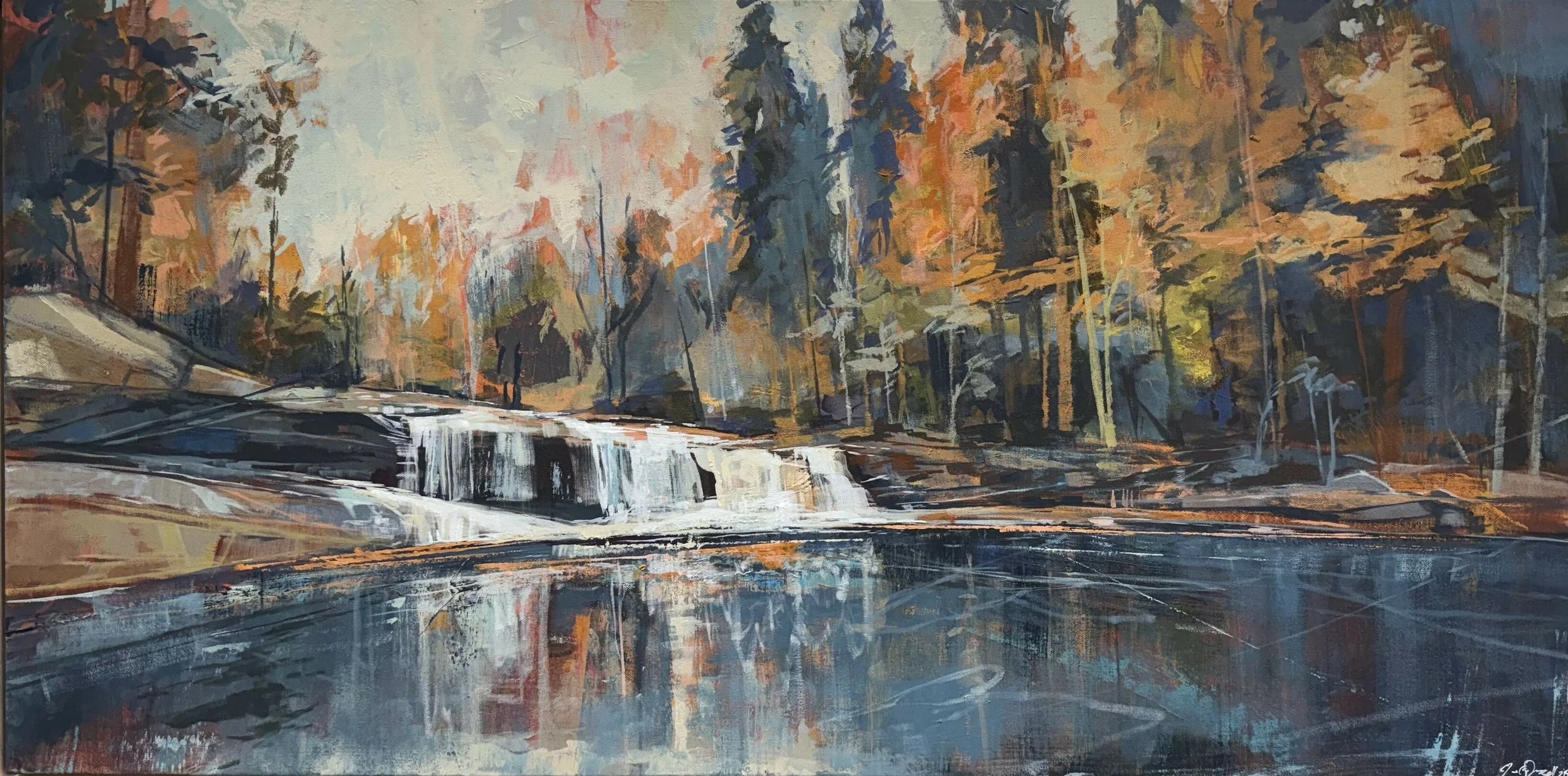 Jeremy Russell Fall Symphony, 2025, Acrylic on canvas,
 24 x 48 inches