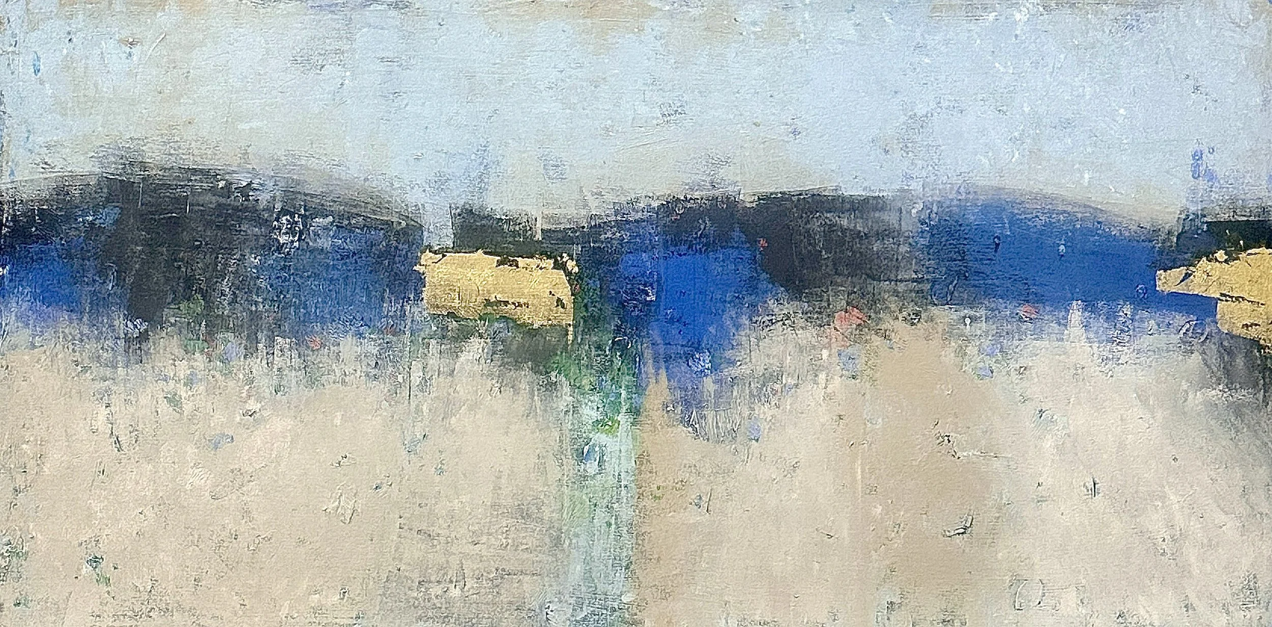 Alicia Armstrong Departure Oil and 22k Gold on canvas 30 x 60 inches