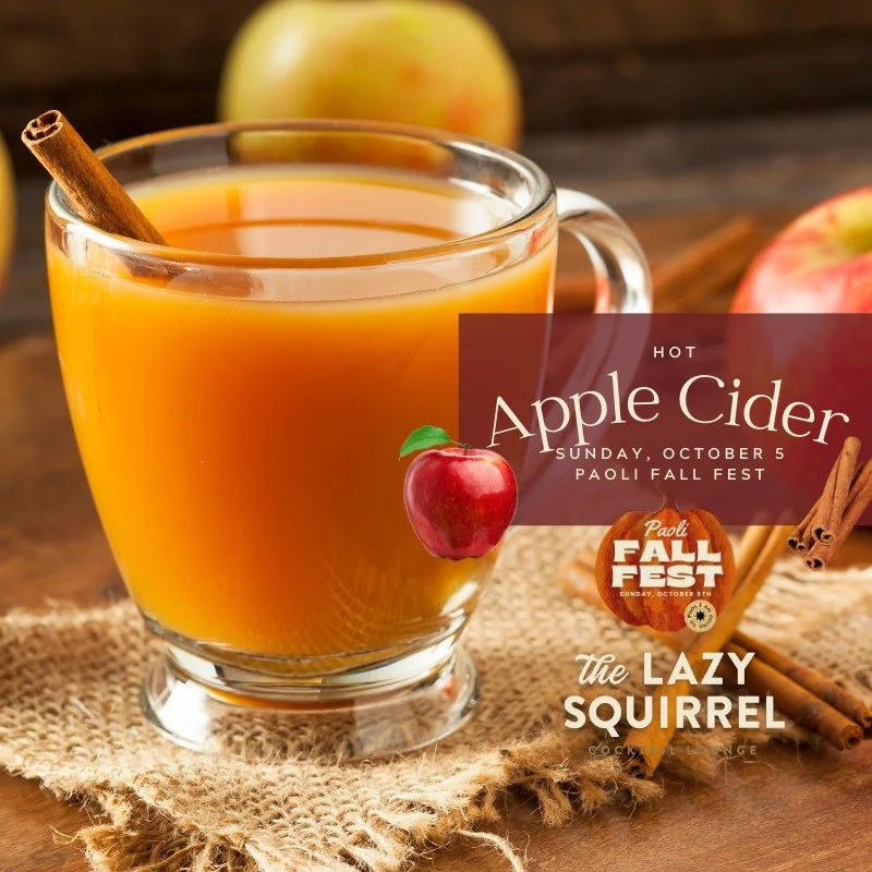 Come celebrate the season at Paoli's Fall Fest this Sunday, October 5th from 11am-5pm!

🍎 We'll be serving hot apple cider (spiked or not!)
👨&zwj;🌾 Our vibrant Farmers' Market 
 🎶 Live music from Bob'sYour Uncle and Alpha Romeos
🍬 Caramel apple 