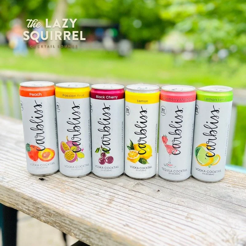 No malt. No carbs. No sugar. Gluten free. Premium hand crafted vodka, rum, and tequila ready to drink Carbliss  cocktails at The Lazy Squirrel  at The Mill Paoli!