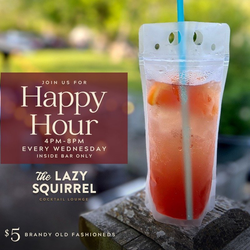Ready to get squirrely every Wednesday? Our EXTRA LONG Hump Day Happy Hour is ON! Swing by The Mill Paoli from 4 PM - 8 PM and snag our $5 Brandy Old Fashioned, $5 Margaritas, $10 Pitchers at the INSIDE bar only while grooving to some live music. Let