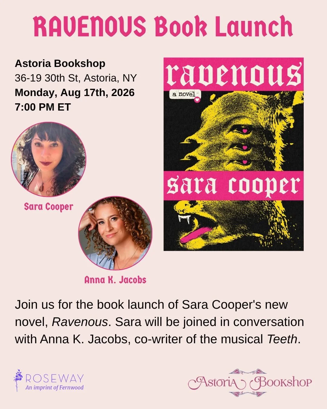 RAVENOUS launch at Astoria Bookshop