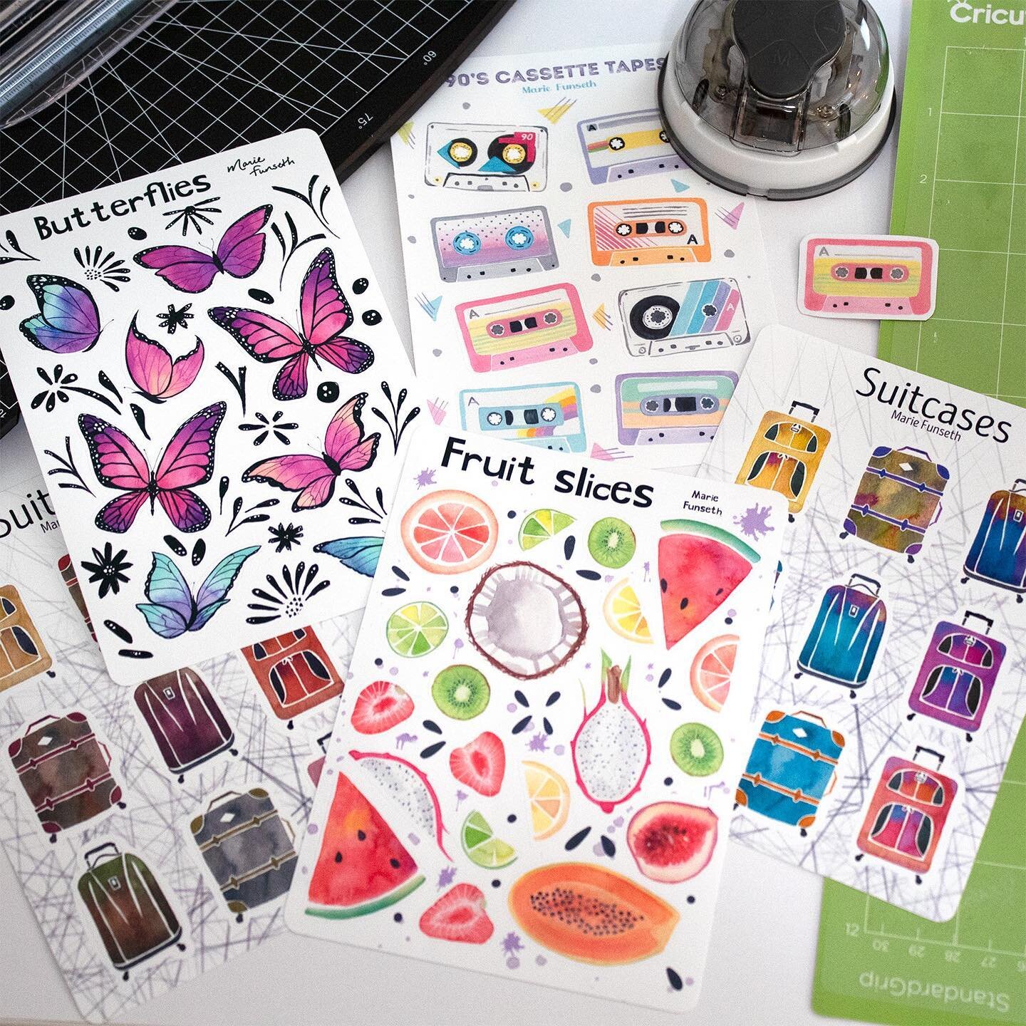A while back I had a grand idea to get a Cricut machine so I could make both kiss-cut and die-cut stickers of my artwork and sell them in my Etsy shop. Fast forward to this week when I'm finally trying to print and cut these things, and I've probably