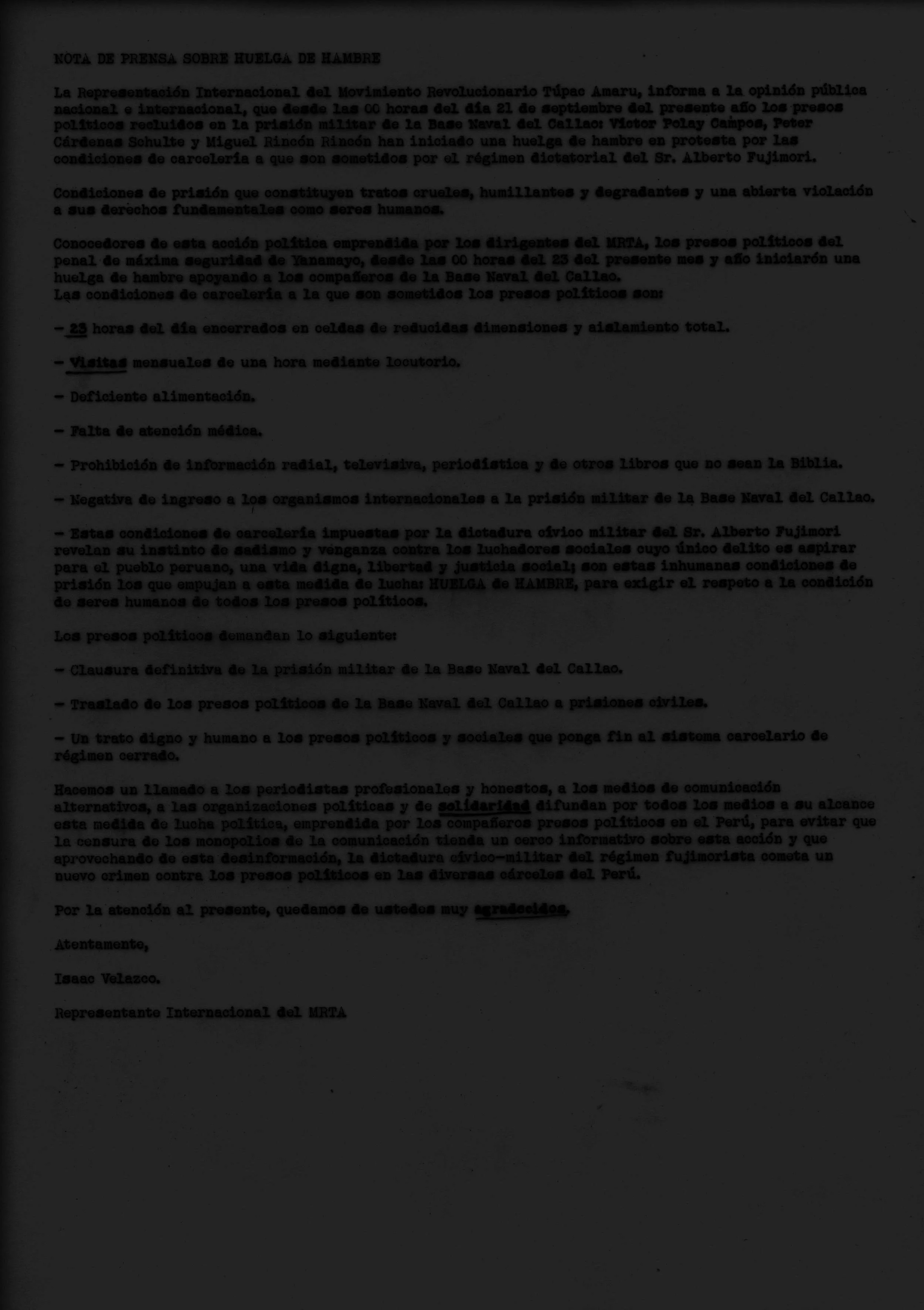 Interludio - Comunicados del MRTA intervenidos y palabras extraídas de ellos
