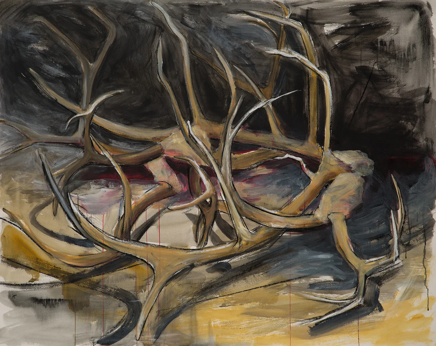 Locked Motionless…Old Bones - Mixed Media on Arches Cover - 42 x 52 in.