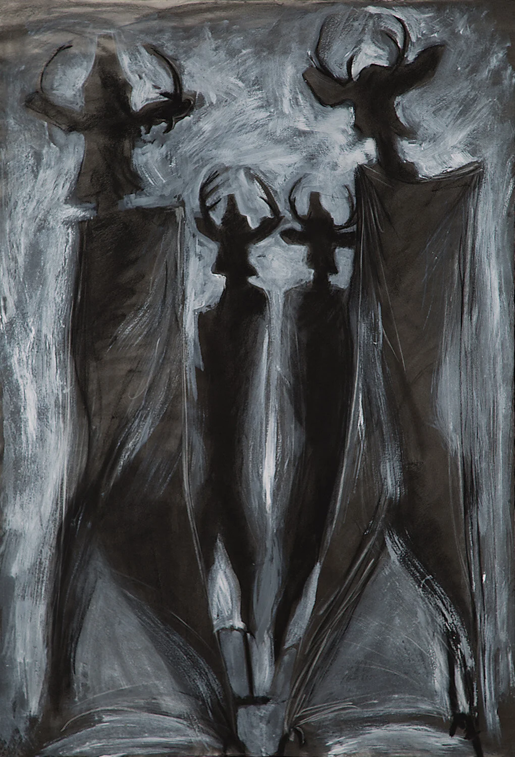 Night Dance - Mixed Media on Rives BFK - 42 x 30 in.