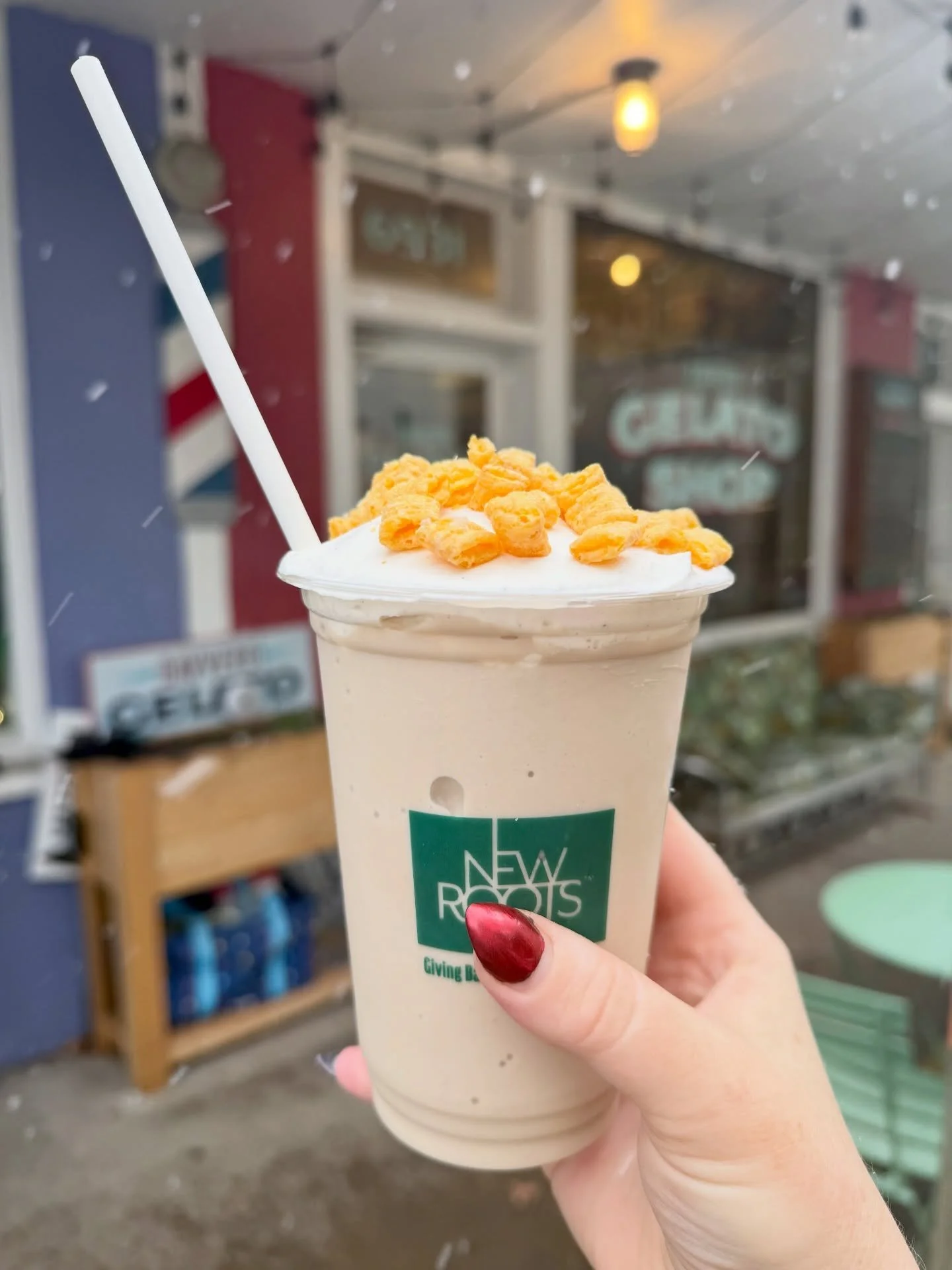 Cereal Milk Shake: blend of Cereal Milk and London Fog gelato, oat milk, fresh whip and Cap&rsquo;n Crunch.  The London Fog tastes like fruity pebbles in the best way possible.
French Toast Panino: We soak our brioche buns in a French toast batter st