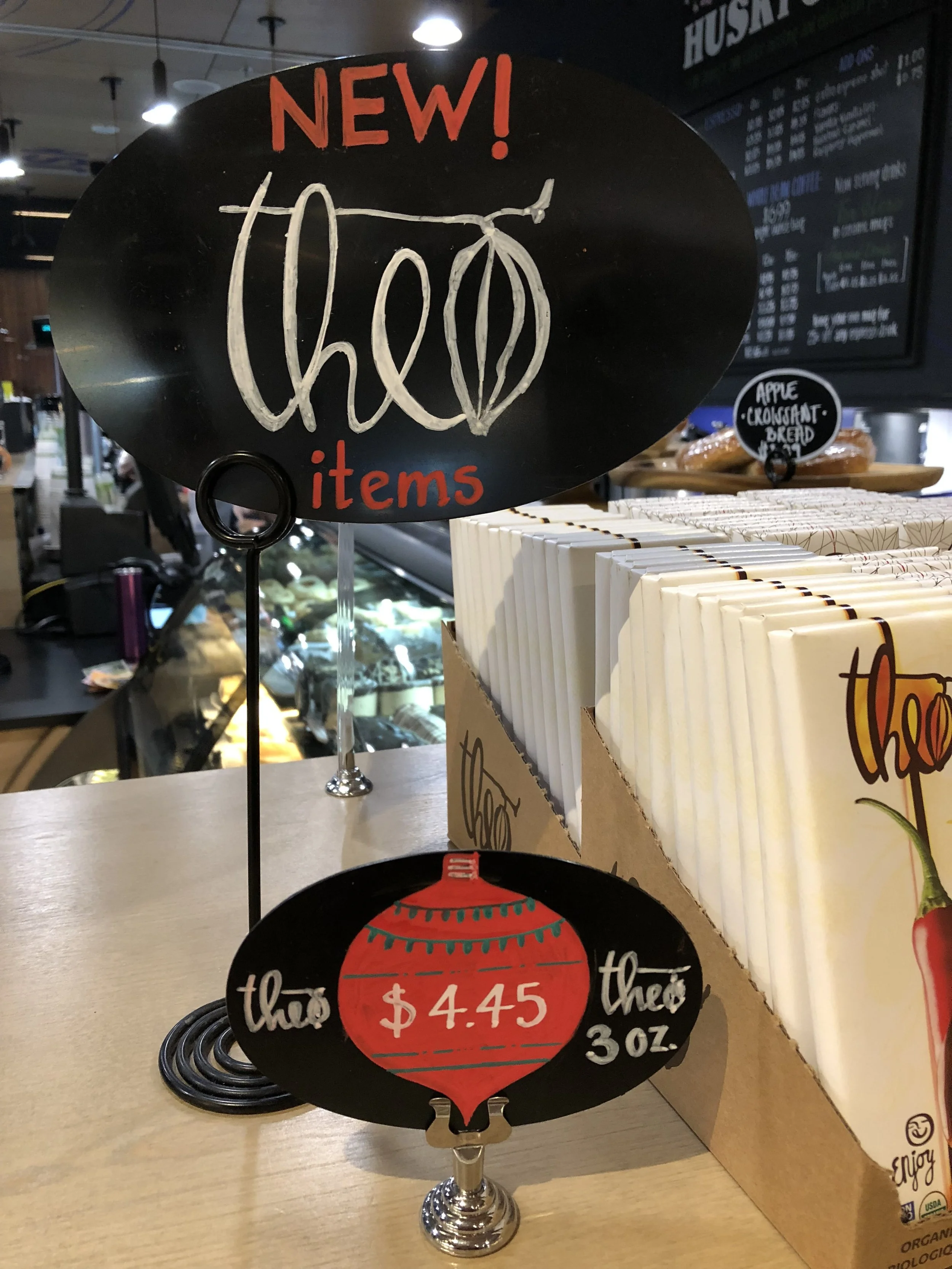 Hand-lettered café signage designed for Starbucks.