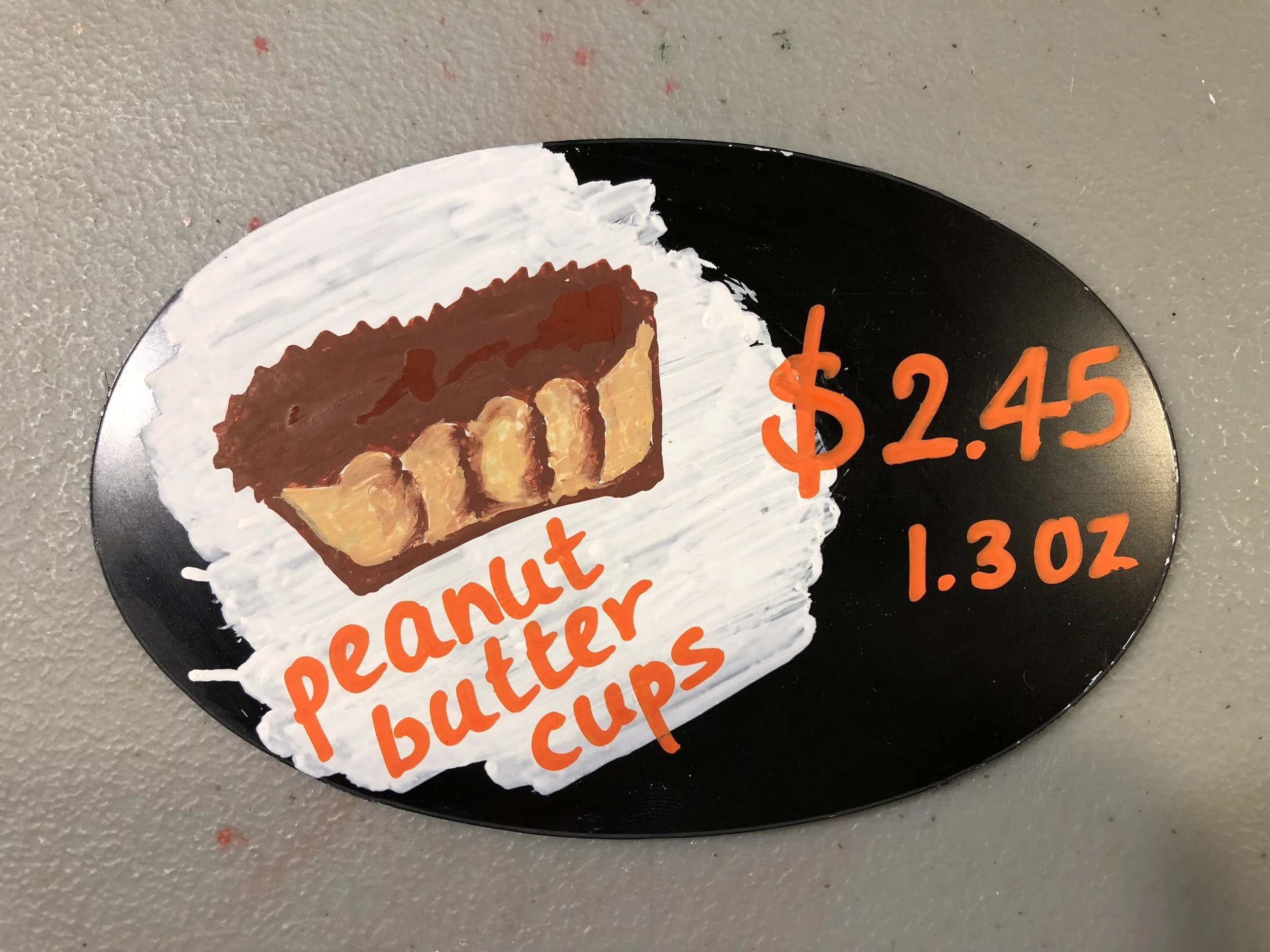 Illustrated café sign featuring a hand-painted pumpkin pie graphic and bold pricing typography, designed to highlight seasonal offerings.