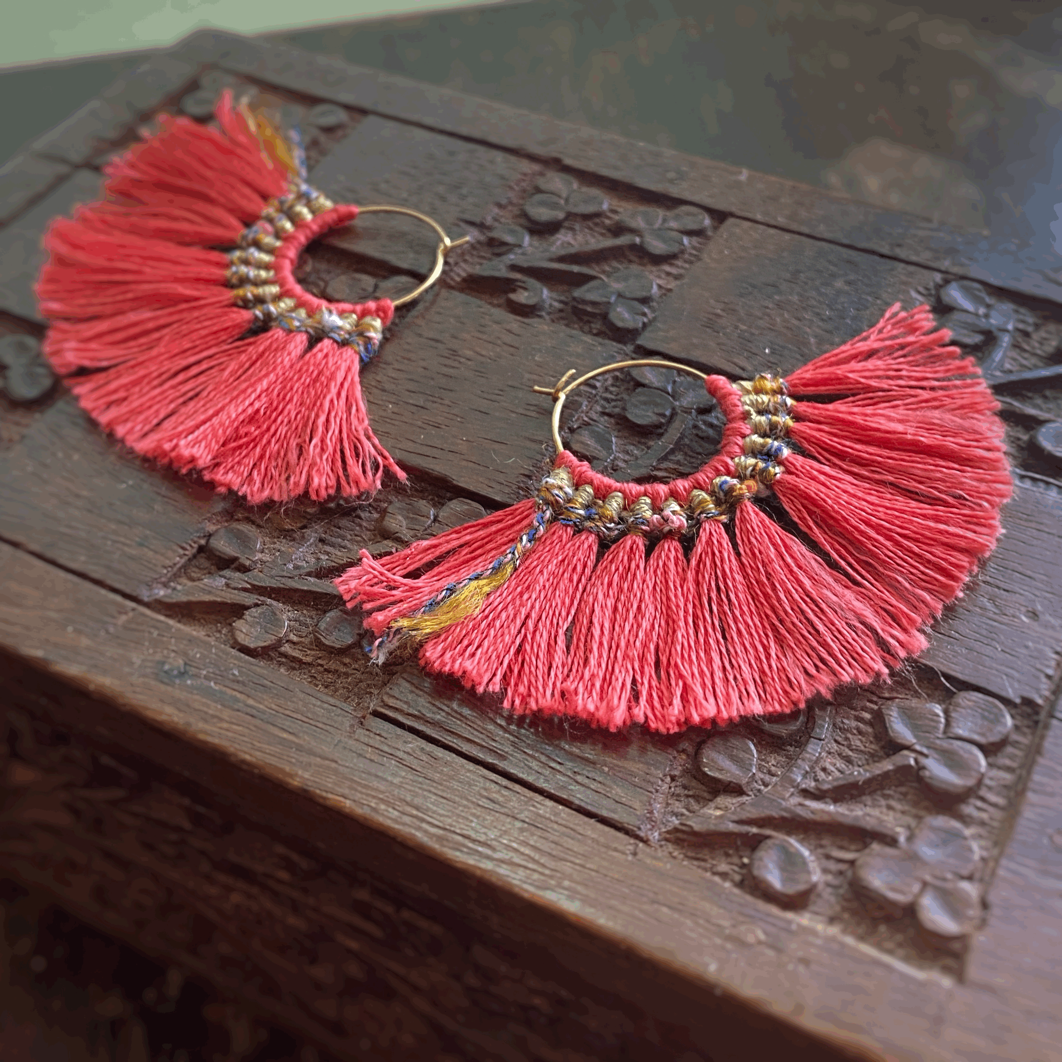 Bohemian Fringe Earrings -Pink