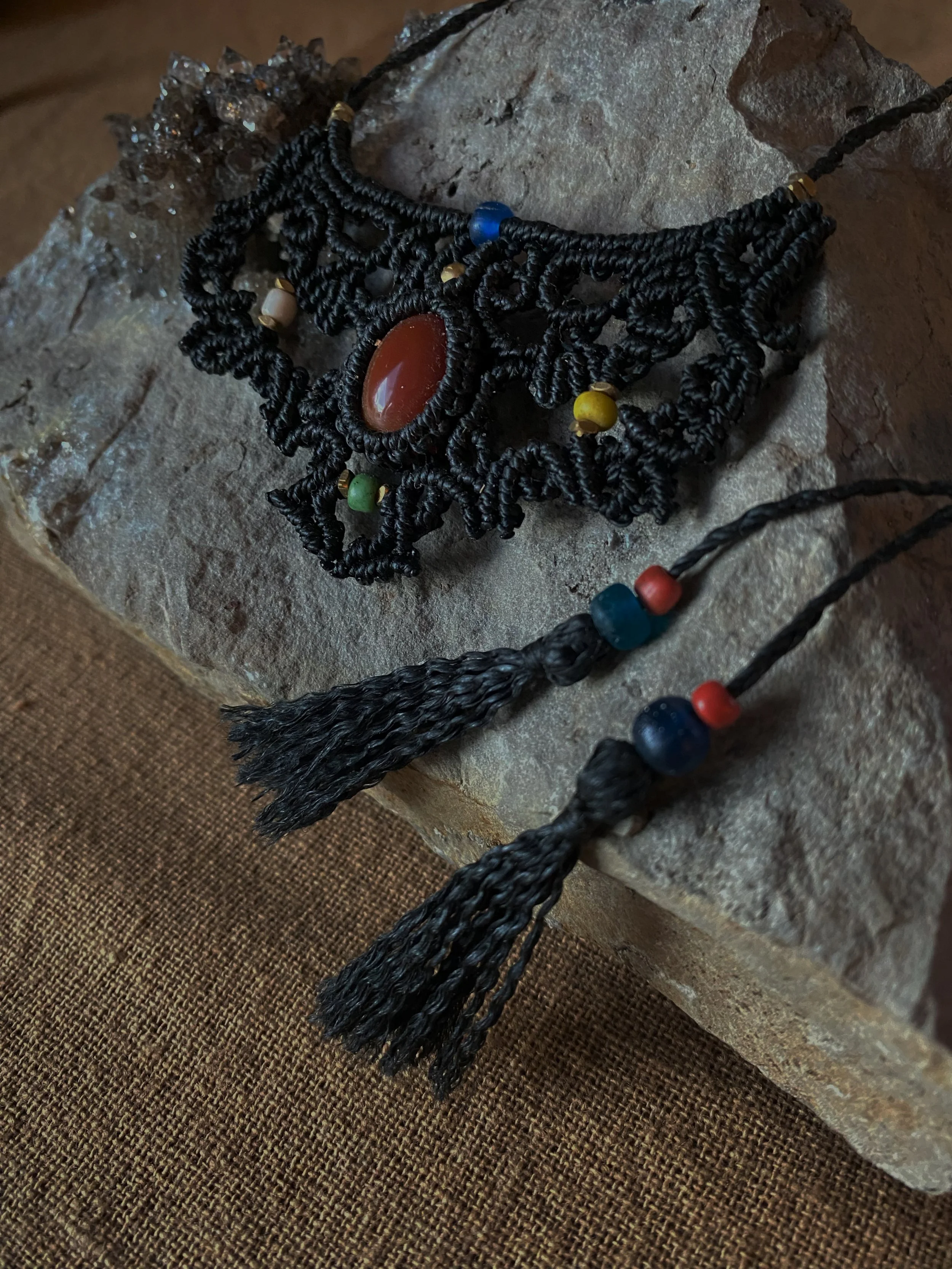 Bib-style Necklace with Carnelian