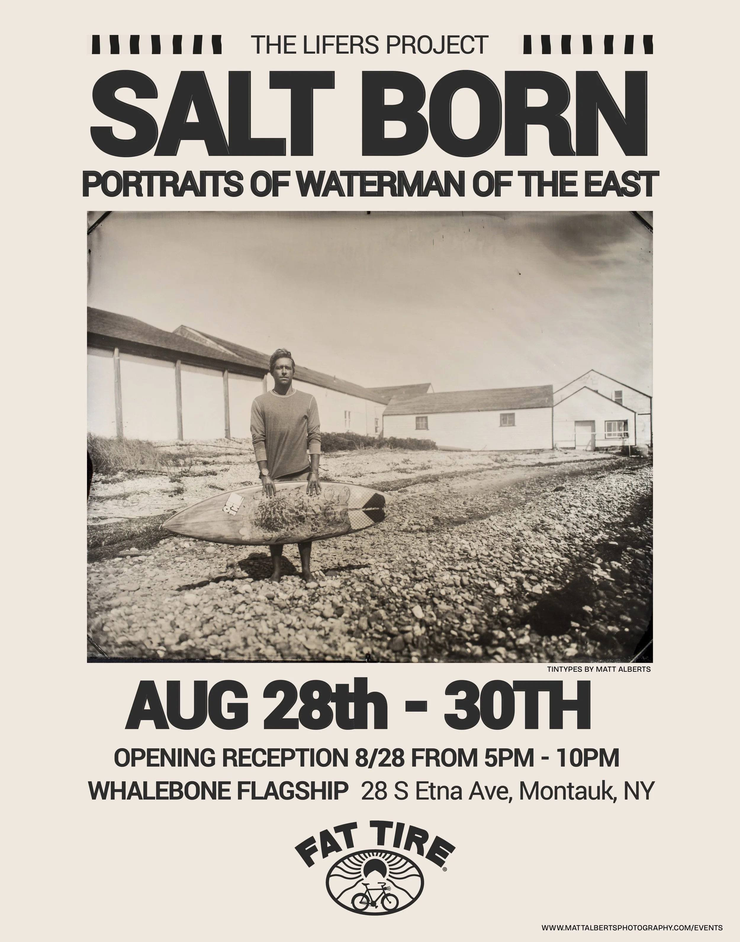 Salt Born tintype portrait show flyer, Whalebone Flagship, Montauk NY