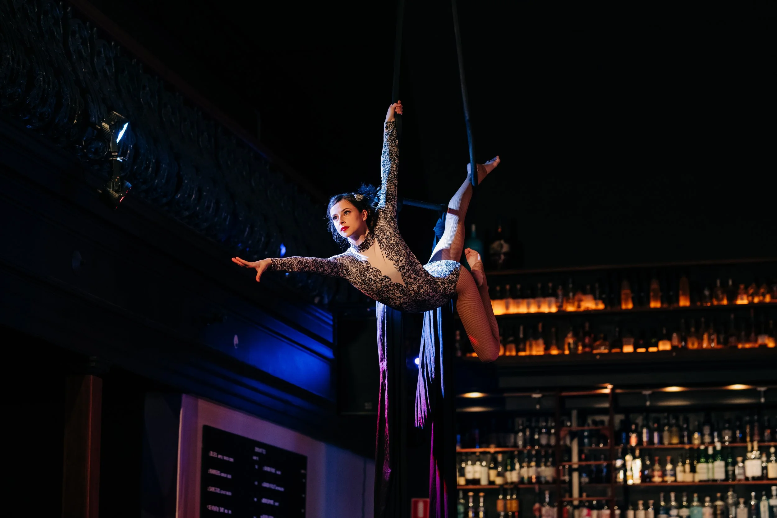 Live aerial entertainment in Newcastle at Barthomolews