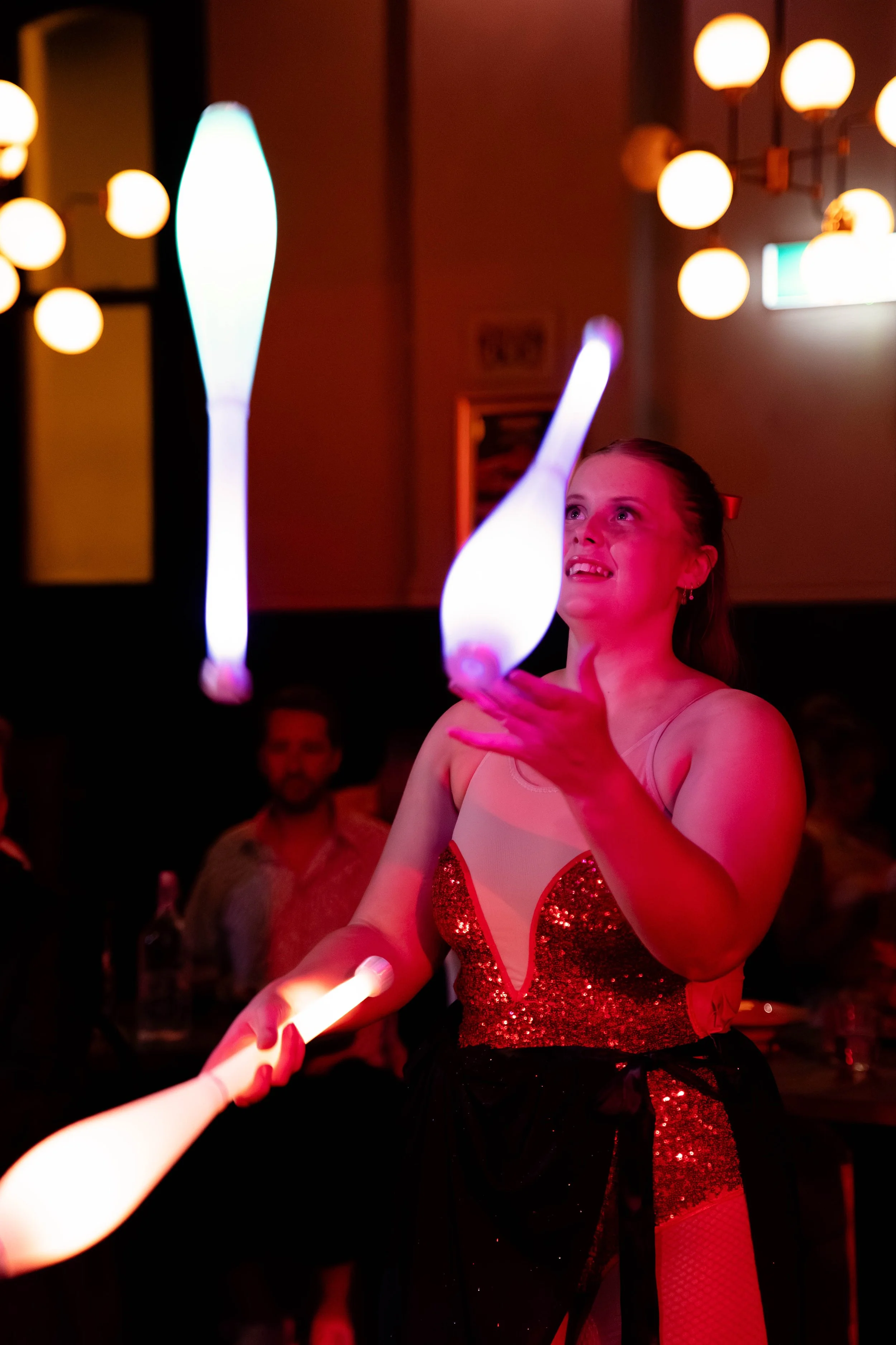 Ground roaming roaving entertainment Newcastle and Hunter Region. LED juggling