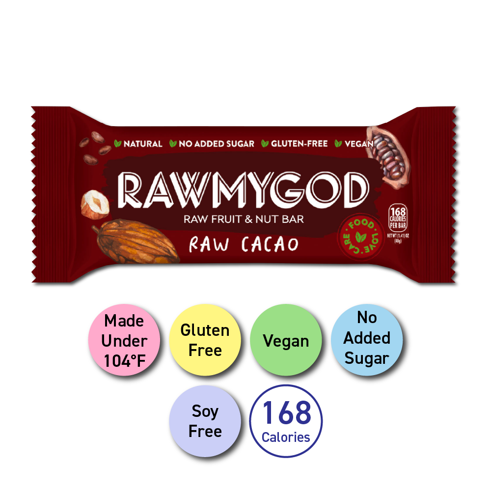 RAWMYGOD Cacao Raw Fruit & Nut Bar, 1 Bar