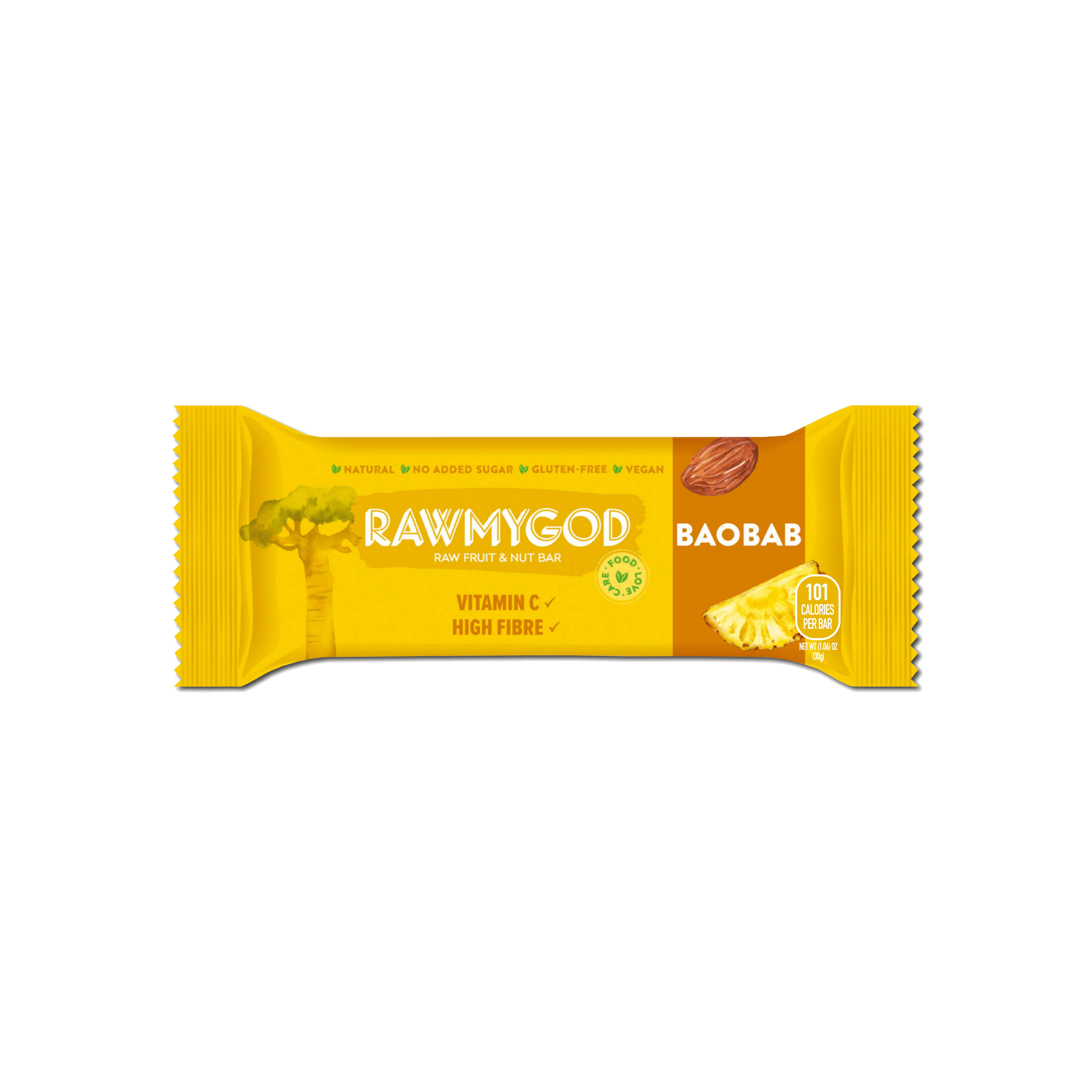 RAWMYGOD Baobab Raw Fruit & Nut Bar, 1 bar