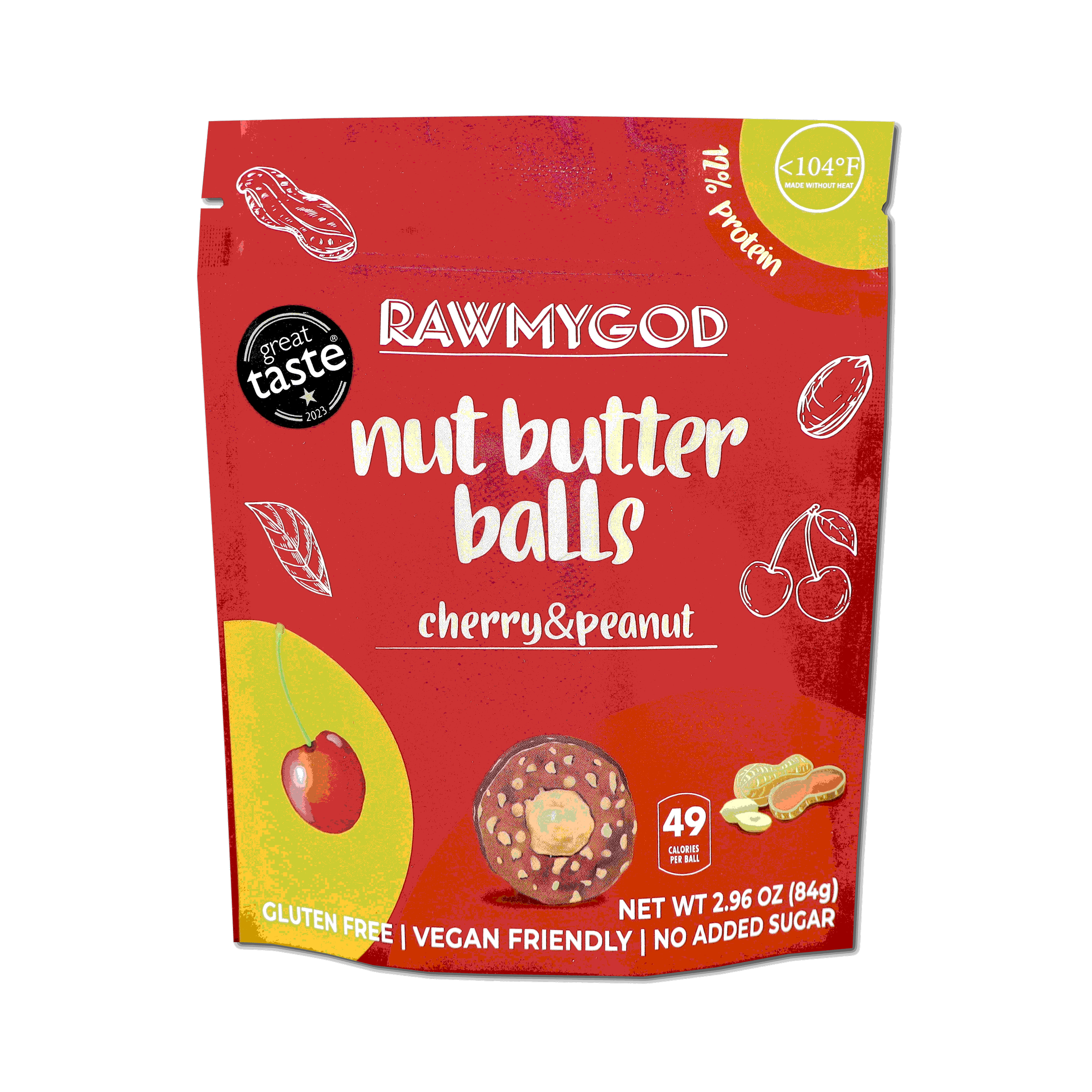 RAWMYGOD Nut Butter Balls Cherry & Peanut, 1 Pouch (7 Balls)