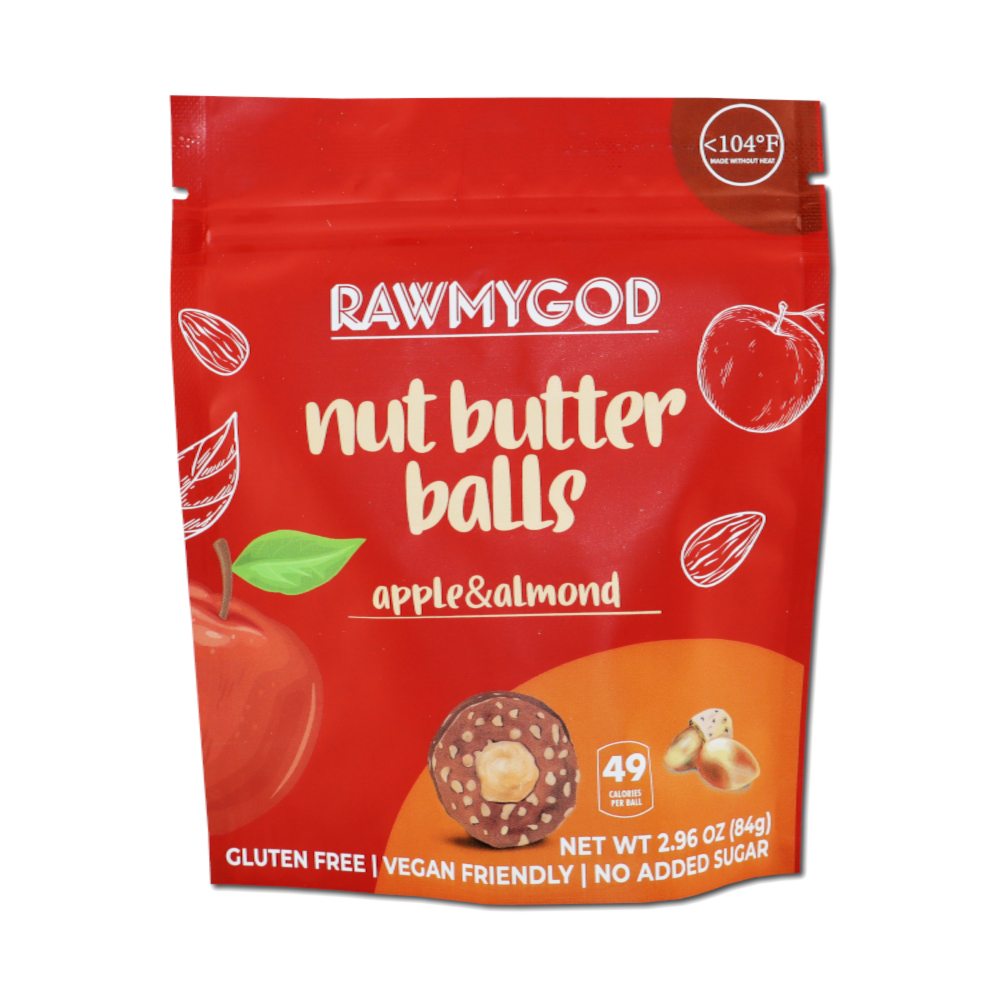 RAWMYGOD Nut Butter Balls Apple & Almond, 1 Pouch (7 Balls)