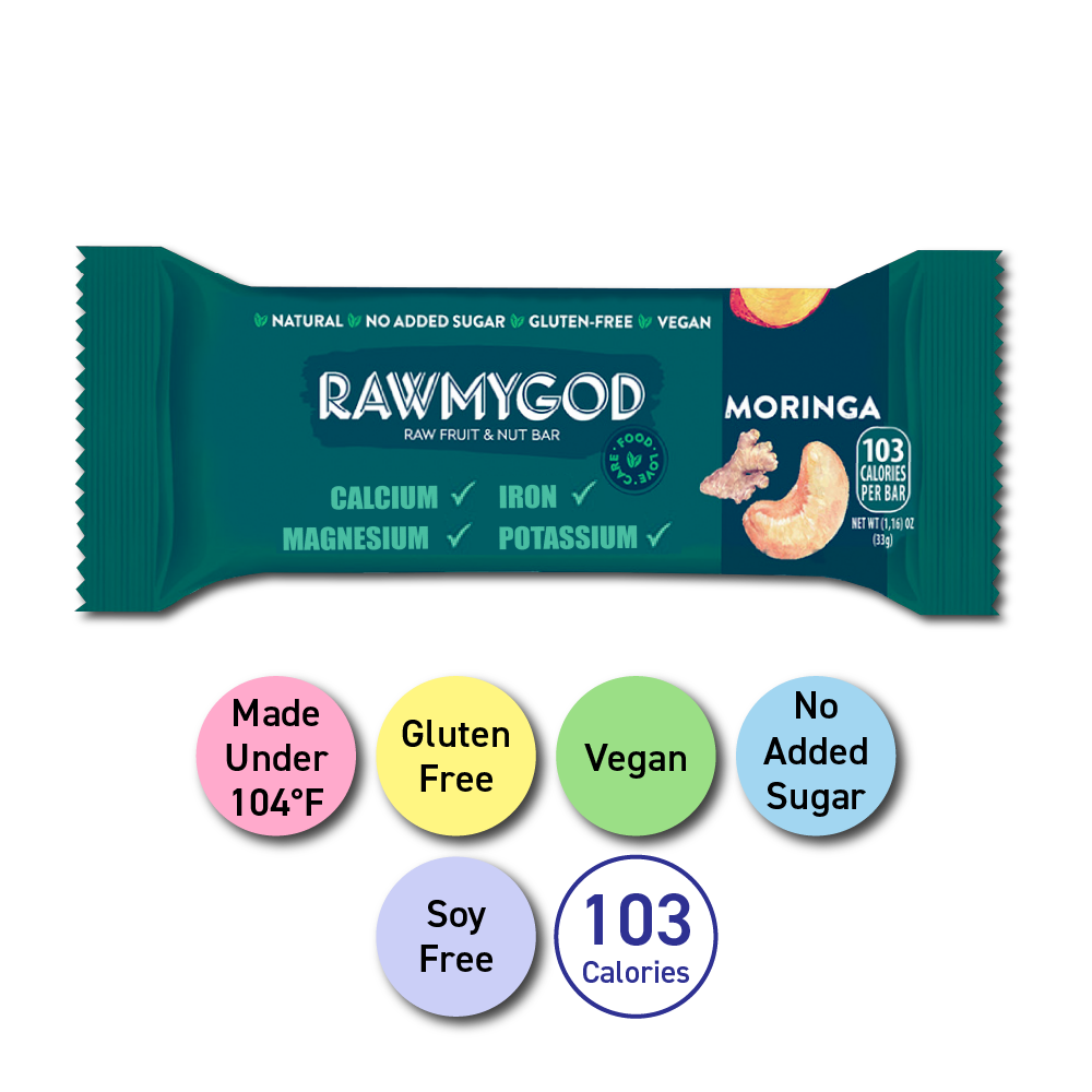 RAWMYGOD Moringa Raw Fruit & Nut Bar, 1 Bar