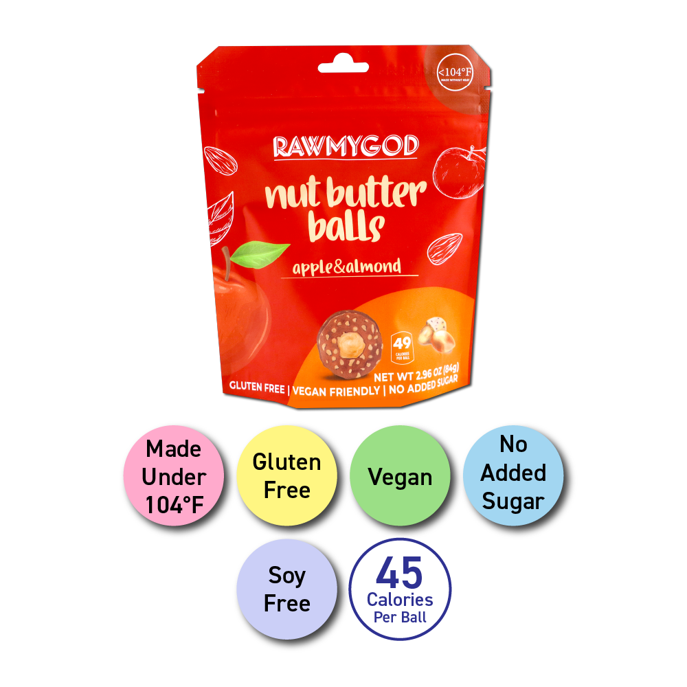 RAWMYGOD Nut Butter Balls Apple & Almond, 1 Pouch (7 Balls)