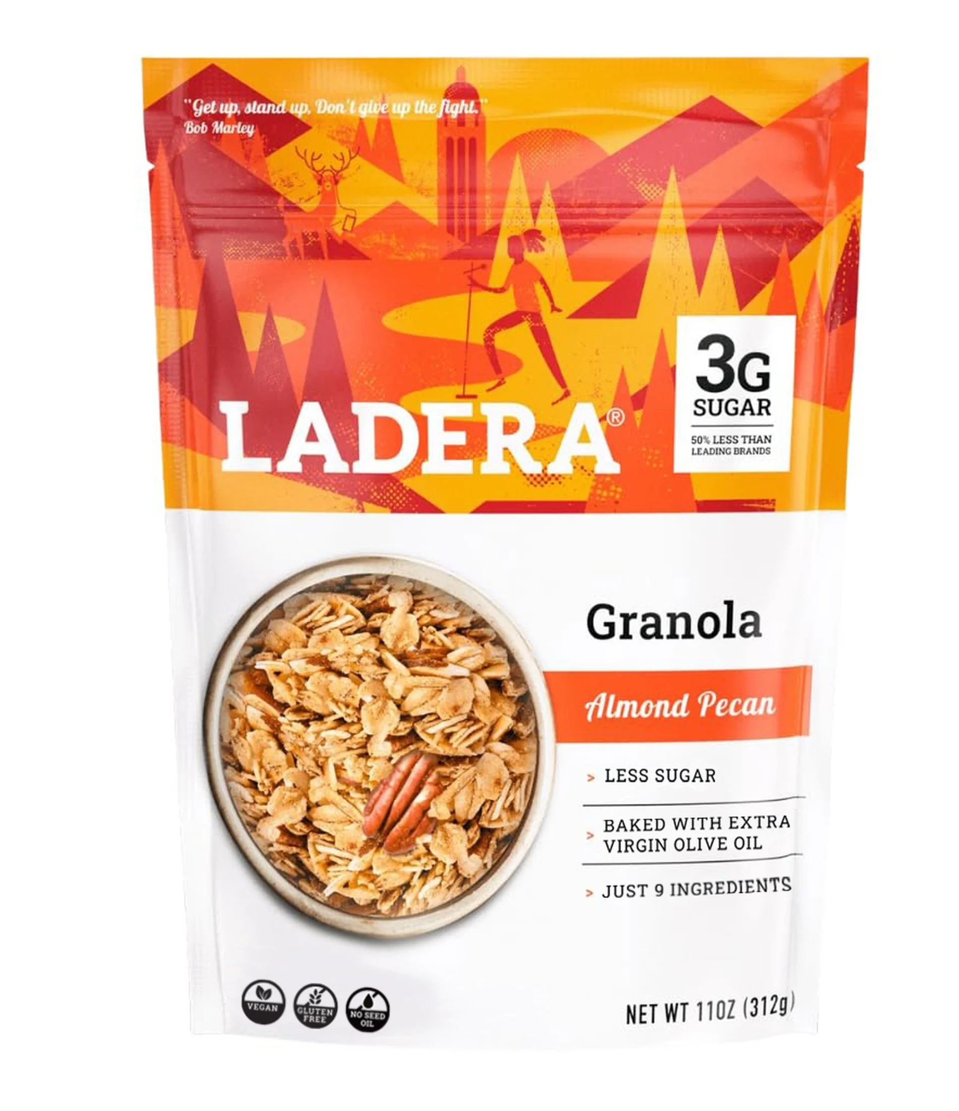 Ladera Almond Pecan Granola - Low Sugar Artisanal Breakfast Cereal, Gluten Free & Vegan, Honest Ingredients, 11 OZ