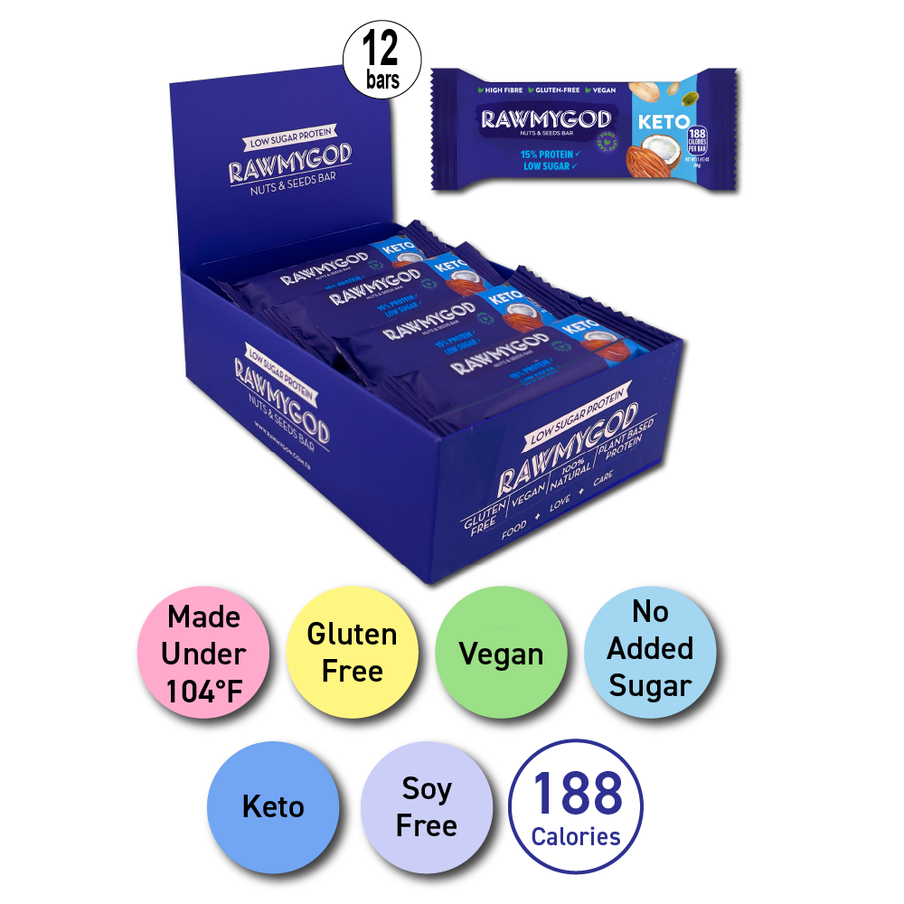 RAWMYGOD Ketogenic Protein Fruit & Nut Bar, Box of 12