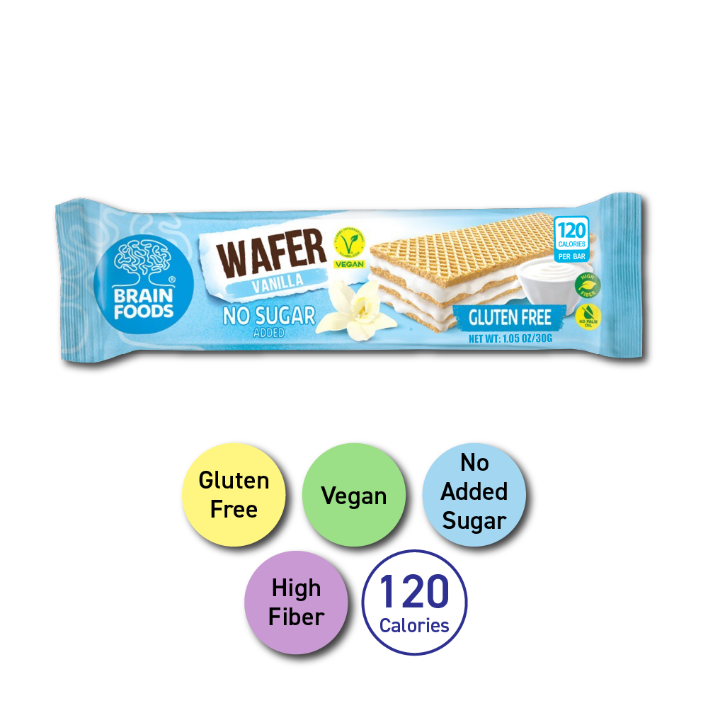 BRAIN FOODS Vanilla  Wafer, Gluten Free Vegan, 1 Bar