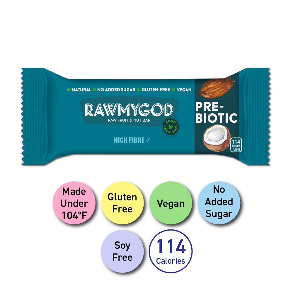 RAWMYGOD Prebiotic Raw Fruit & Nut Bar, 1 Bar