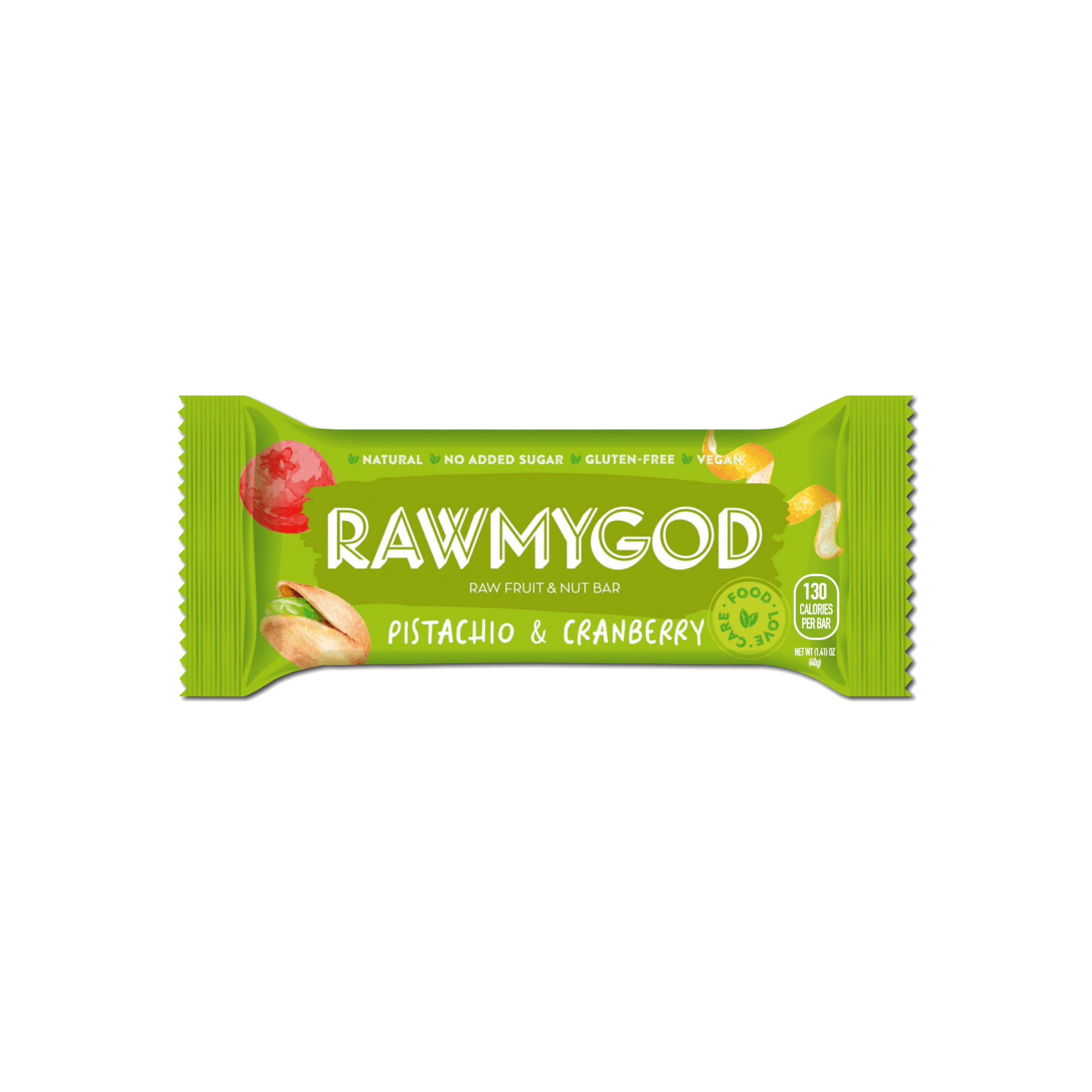 RAWMYGOD Pistachio & Cranberry Raw Fruit & Nut Bar, 1 bar