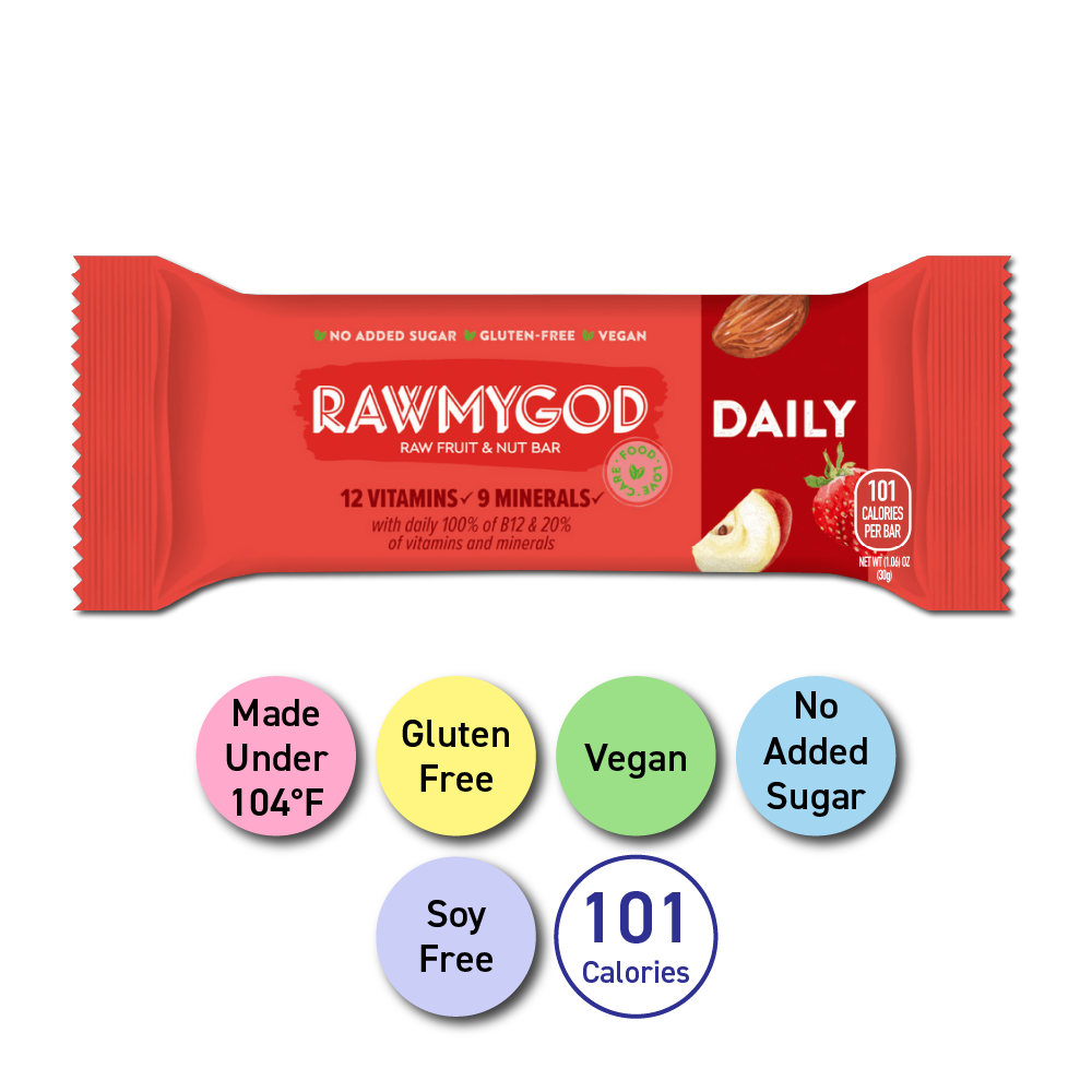 RAWMYGOD Daily Raw Fruit & Nut Bar, 1 bar