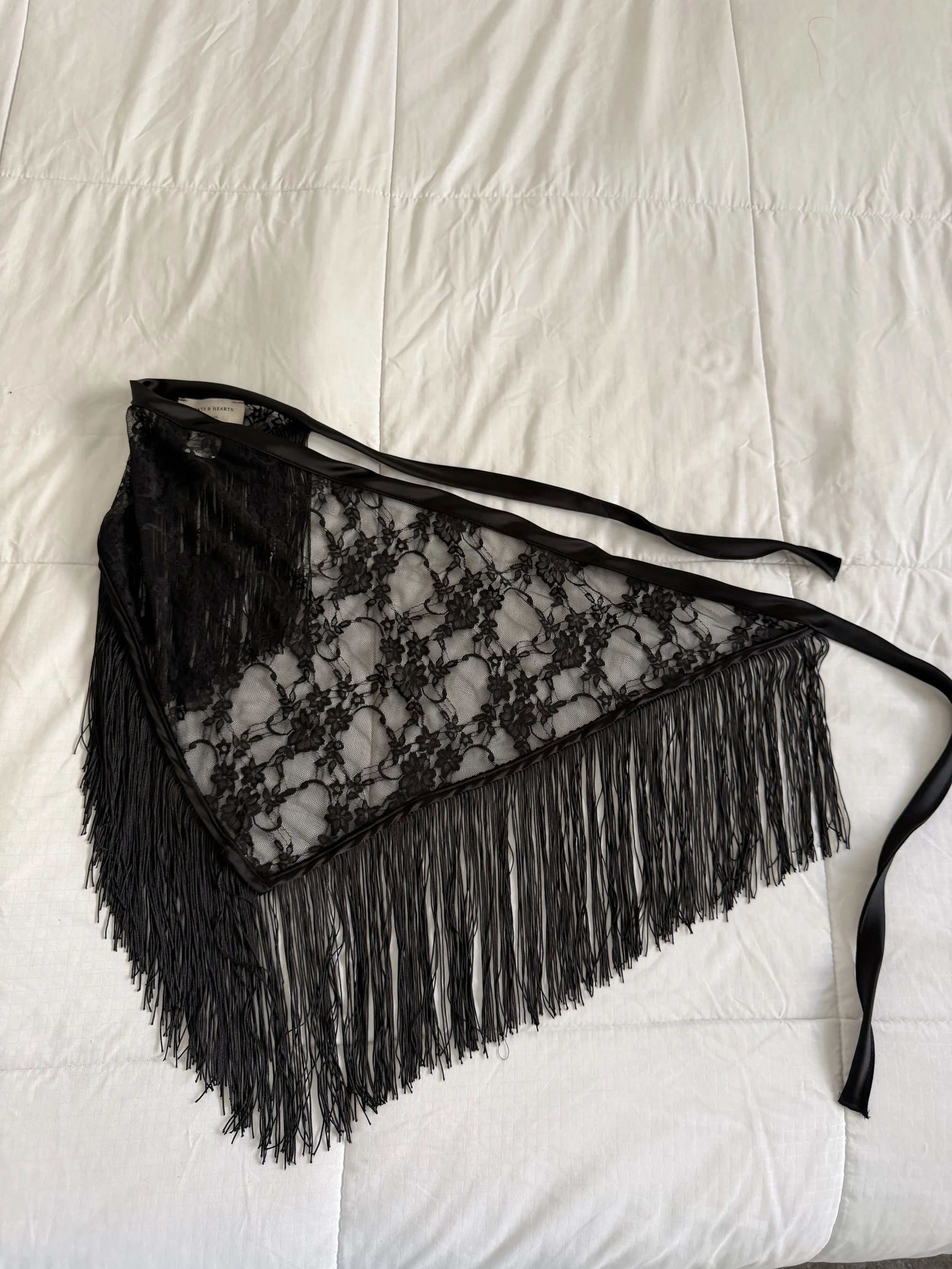 Black Lace Fringe Hip Scarf
