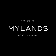 Brand logo for MYLANDS, a house or color company established in 1884, with a black background and white text.