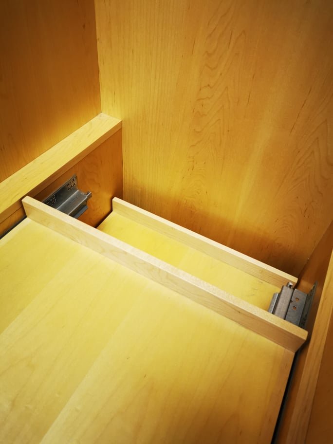 Pull out drawers to sit shoes on