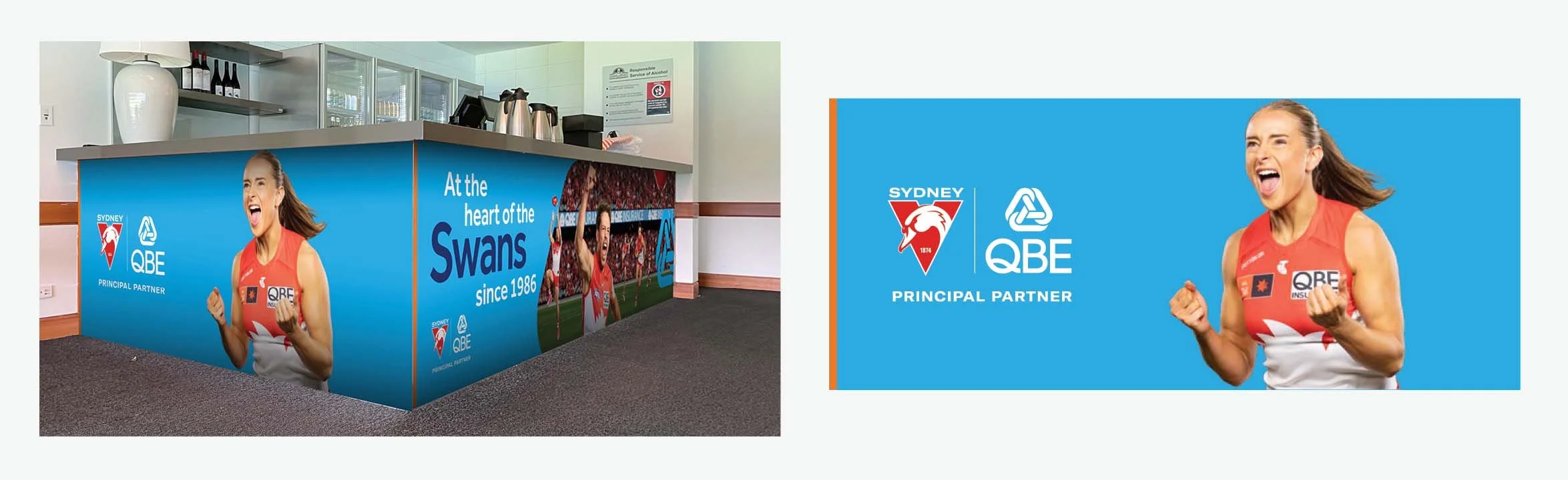 AMER MORRIS CLUBROOM Bar counter signage