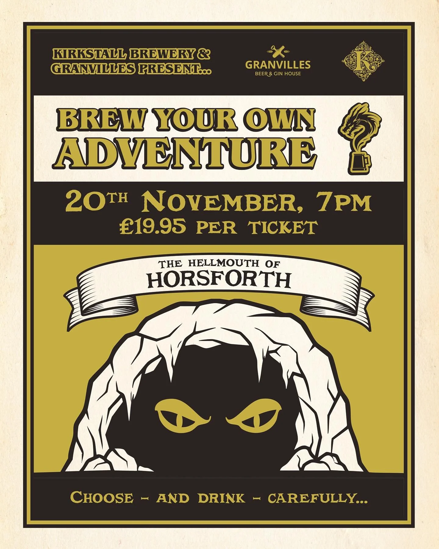 🐉 A BEER ADVENTURE AWAITS&hellip; 🍺

On Thursday 20th November from 7pm, Granvilles Beer &amp; Gin House is teaming up with Kirkstall Brewery for a fantasy-inspired beer event like no other! ⚔️

Step into our beer quest, where you&rsquo;ll choose y