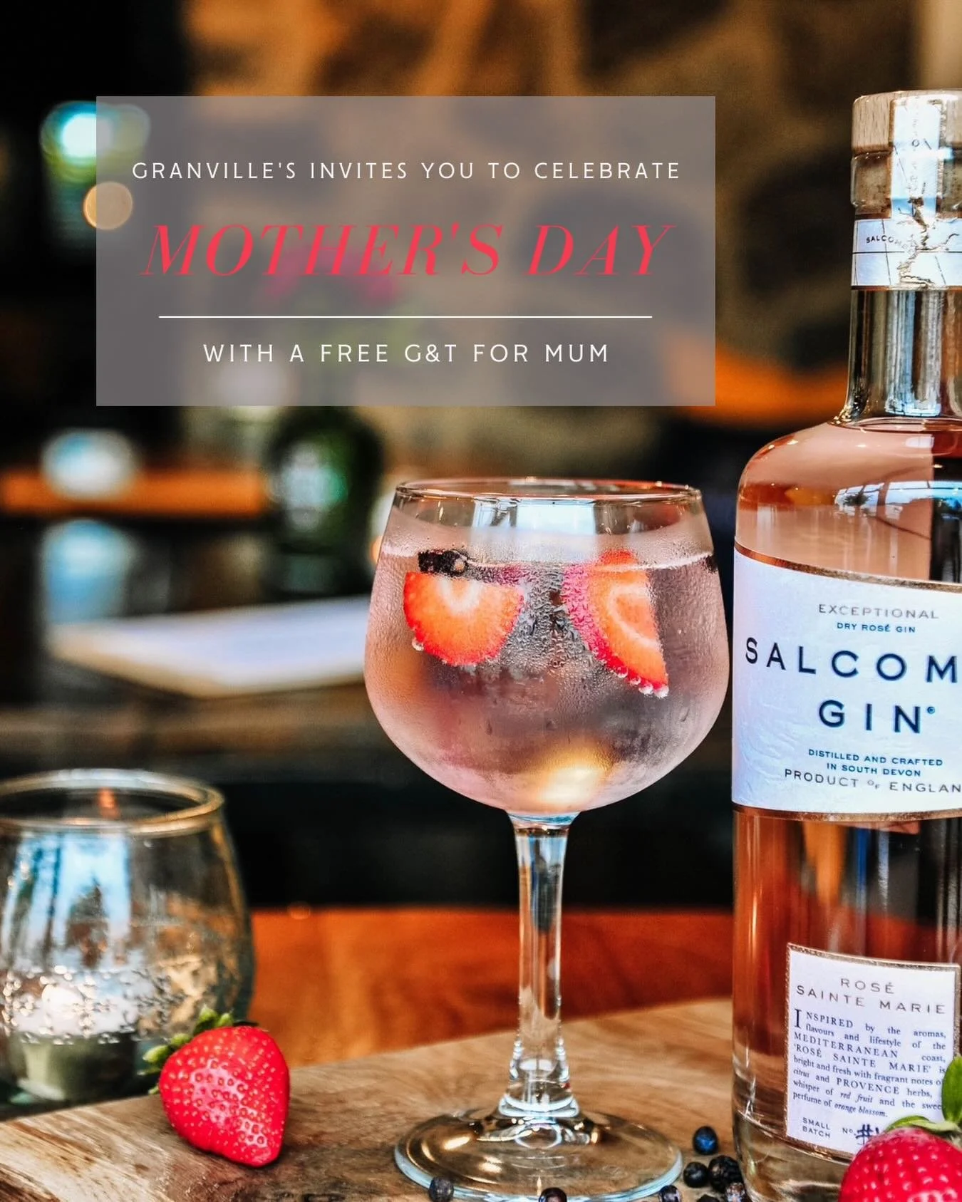 Happy Mother&rsquo;s Day 💐

Mums do so much - the problem solvers, the advice givers, the constant support, the listening, the caring, the list is endless! So today we&rsquo;re saying thank you the best way we know how 😊

A complimentary G&amp;T fo