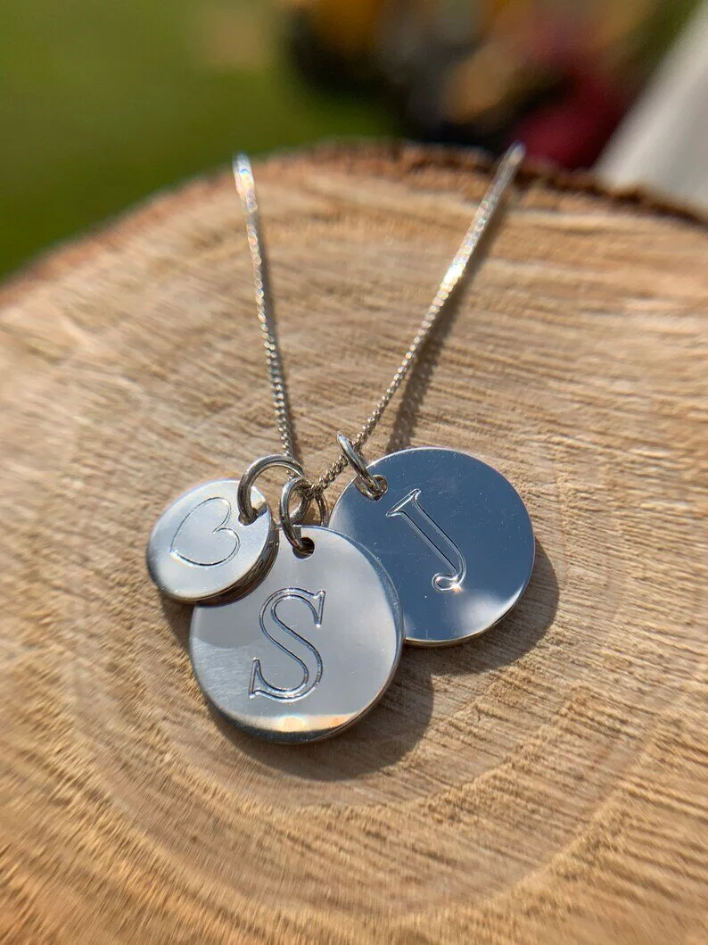 Solid Sterling Silver 925 Personalised Engraved Initial Disc