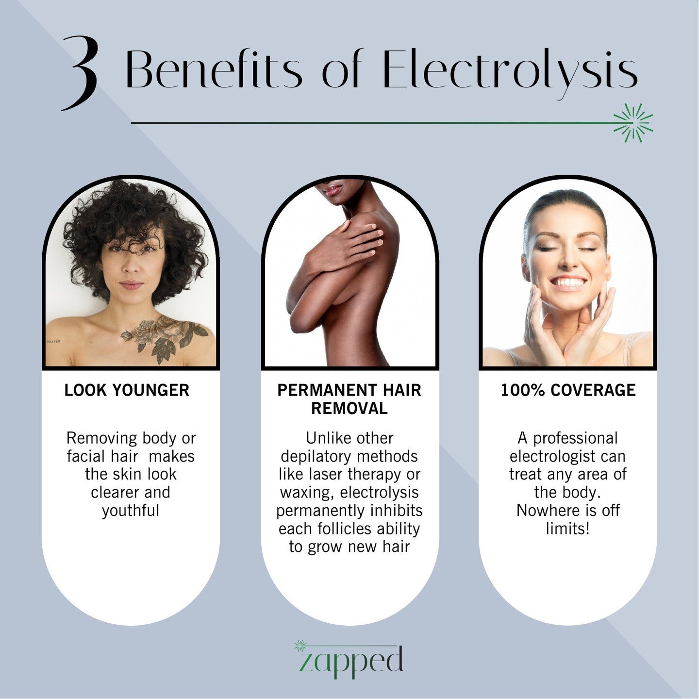 Did you know? 💭 Electrolyis has more benefits than just permanent hair removal! 😌

Link in bio to book an appointment to speak with our #electrolysis experts! 
✳️ (718)-689-5565

#igotzapped #zappedbeauty #laserclinicbrooklyn #skinclinicbrooklyn #b